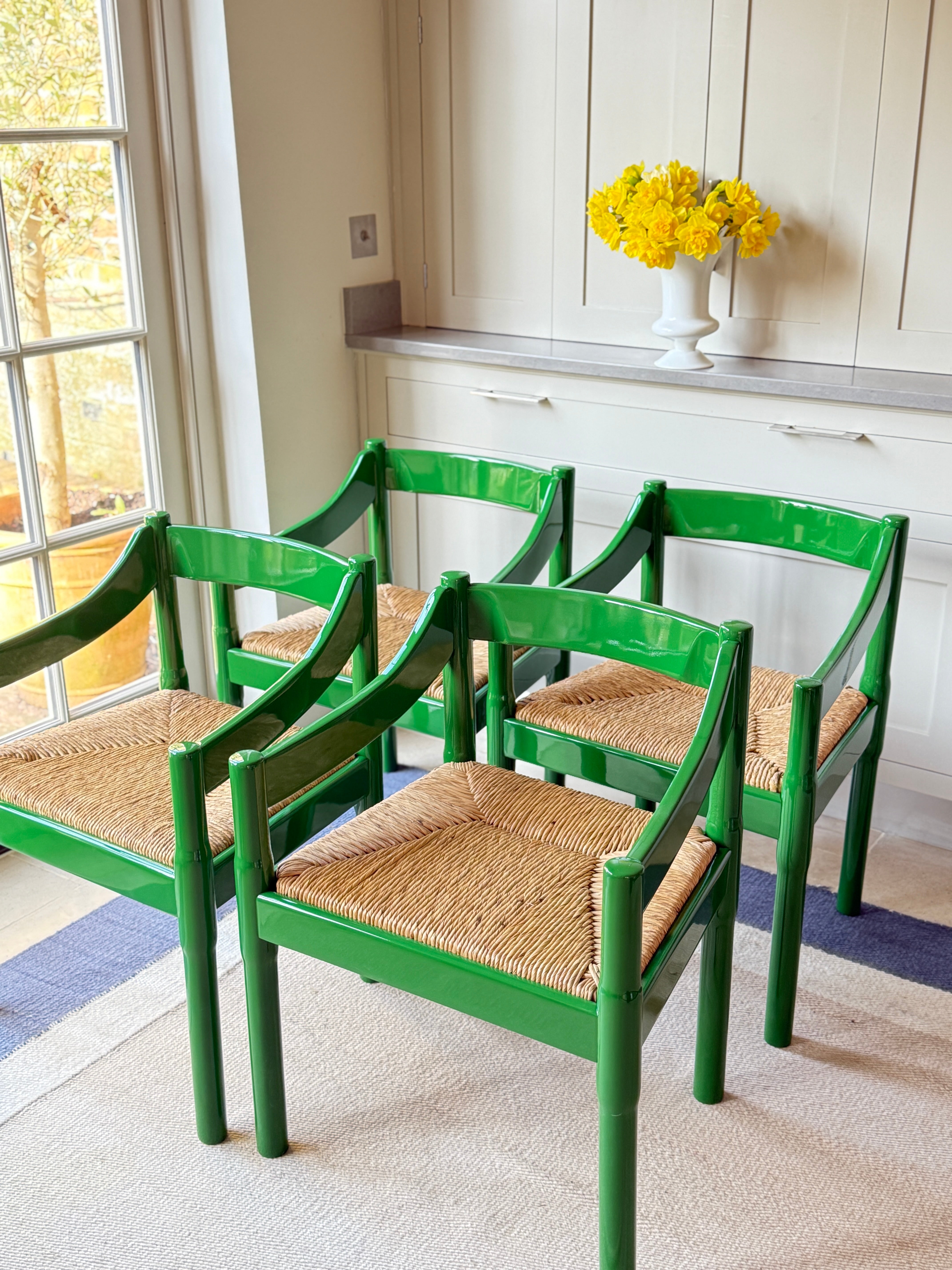 VM Carimate Armchairs in Green Lacquer