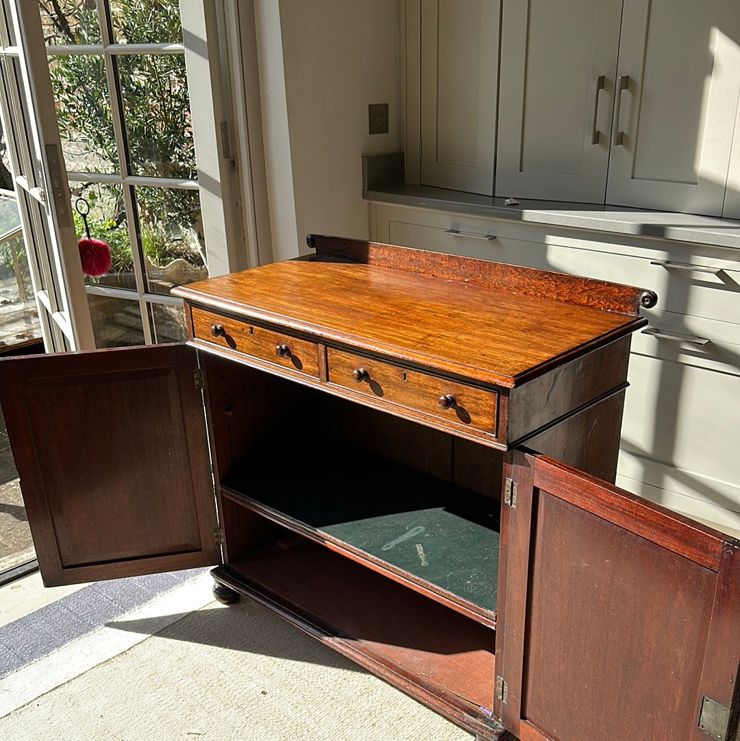 Small Mahogany Cabinet with 2 drawers and cupboard with adjustable shelves
