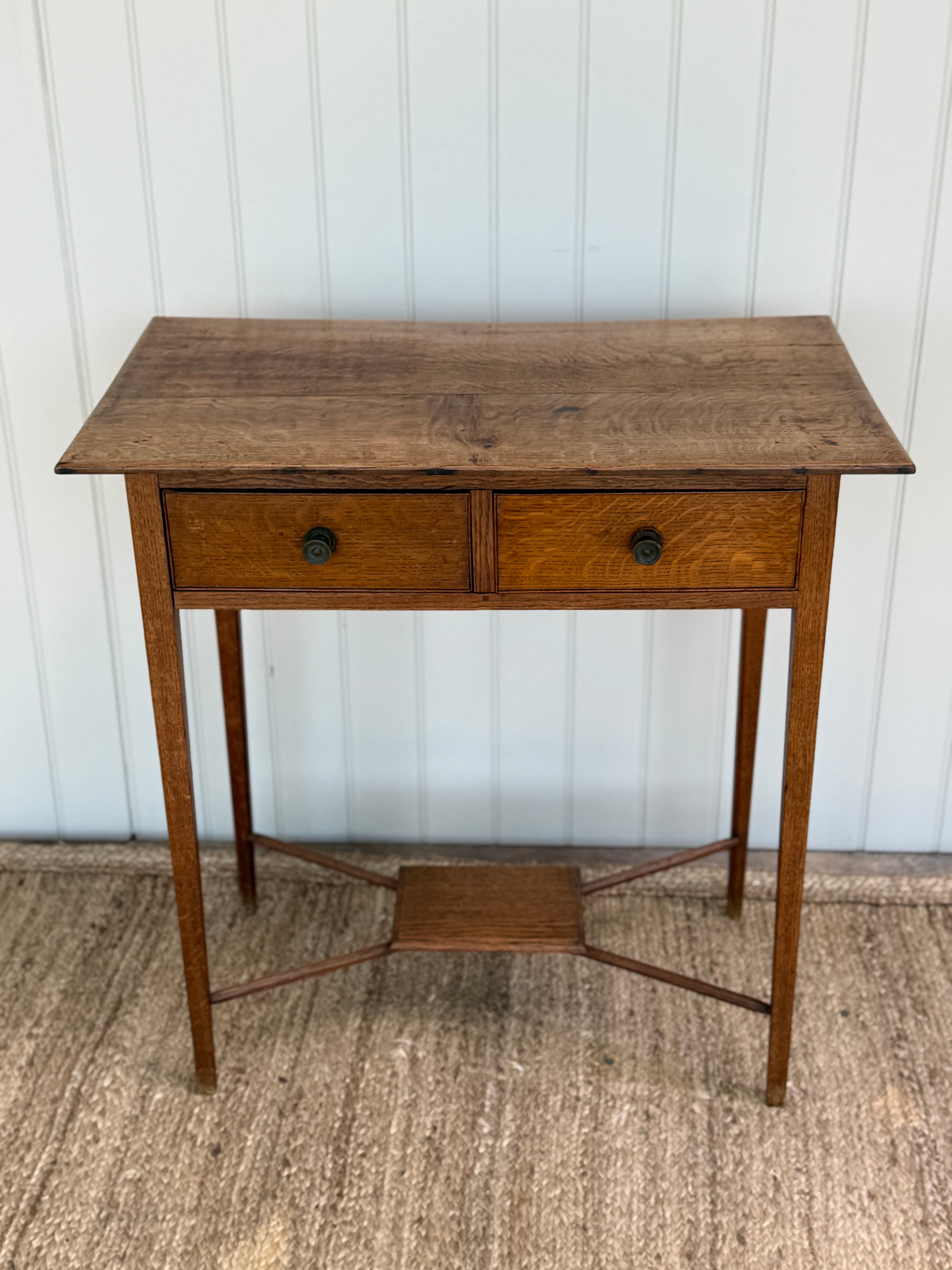 Antique Arts & Crafts Oak Two-Drawer Side Table, circa 1900