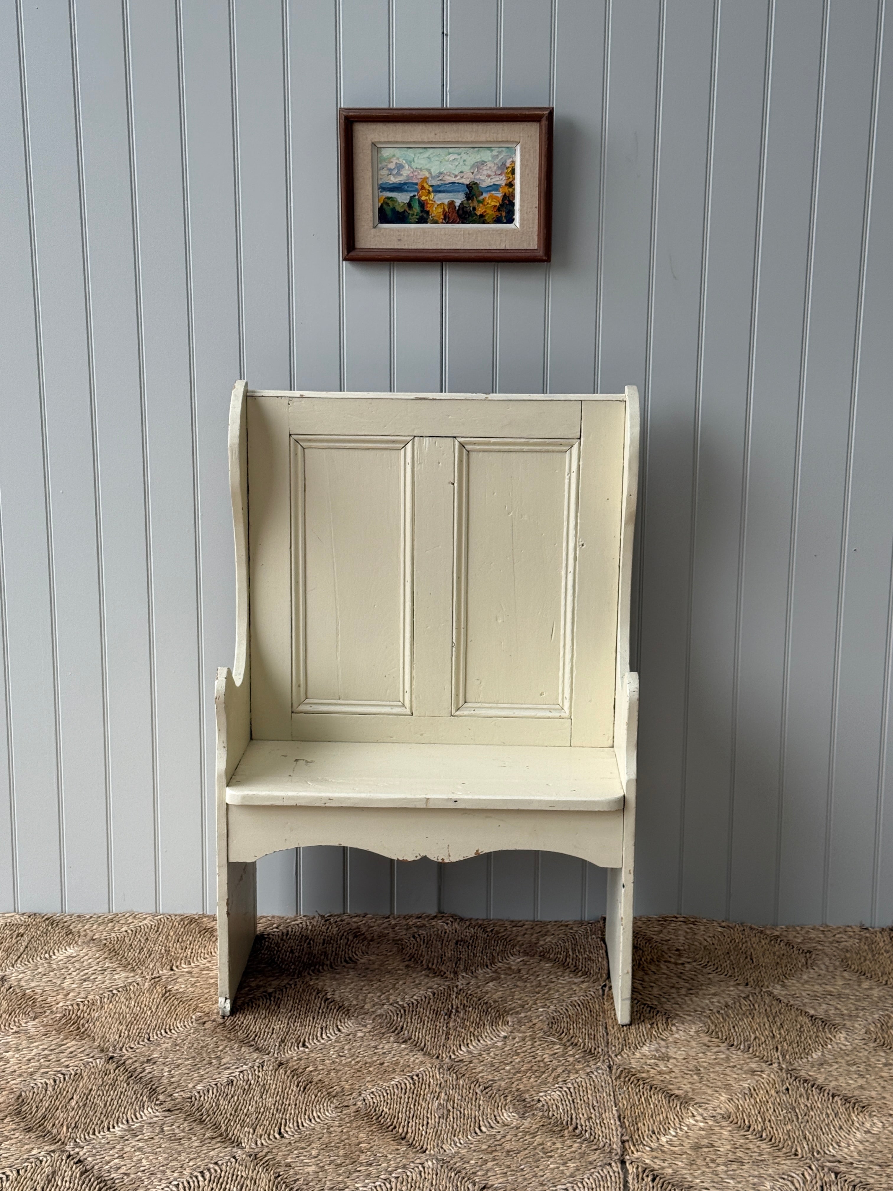 Small Antique Painted Pine Settle