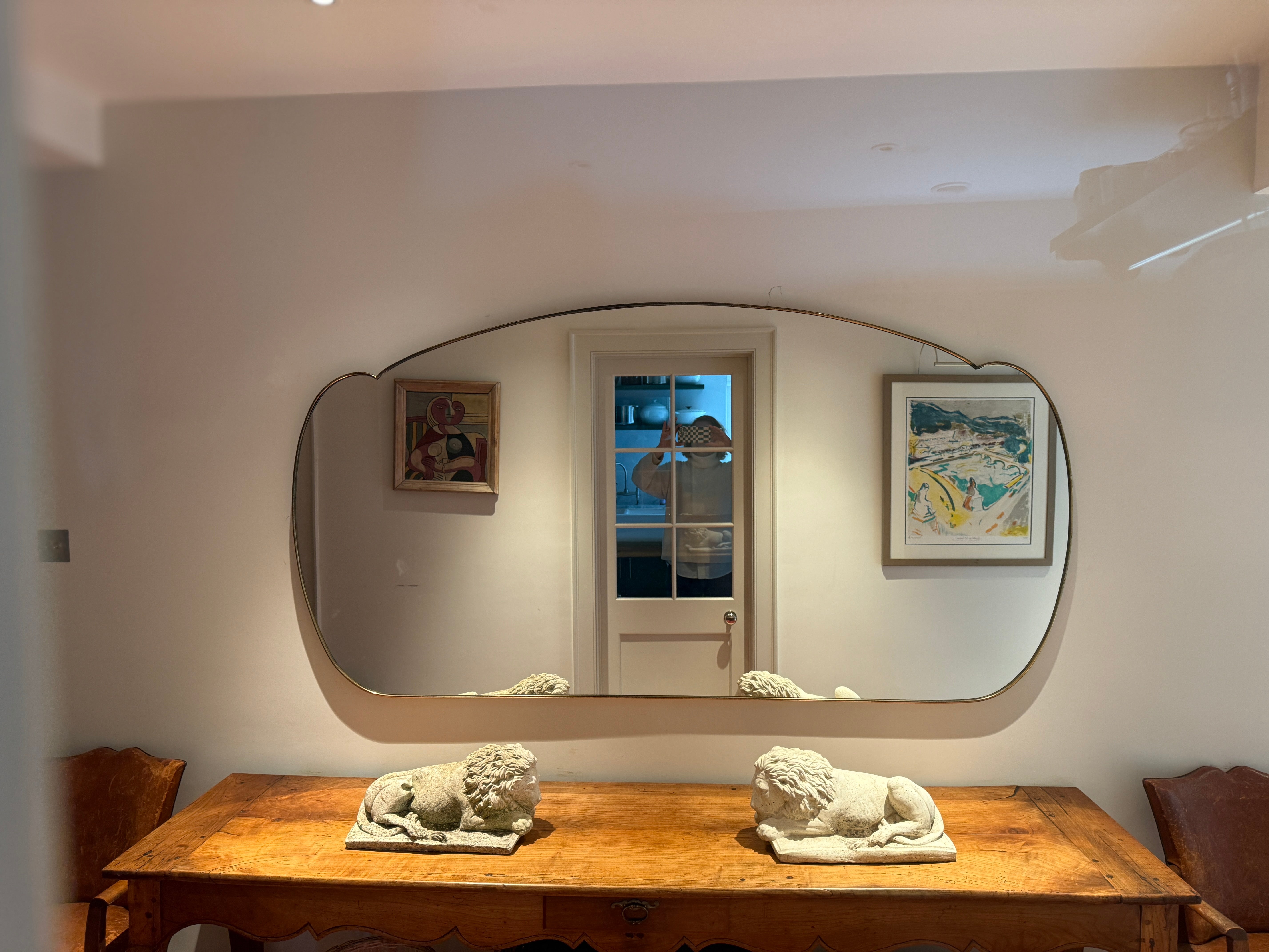 Extra Large Cloud Shaped Italian Brass Shield Mirror