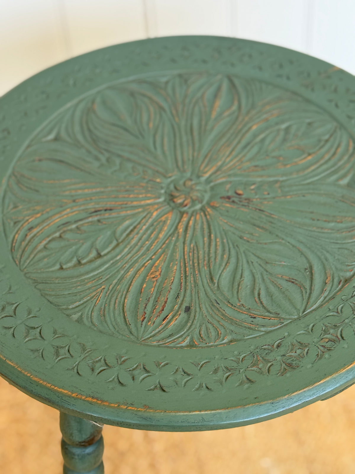 Early 20th Century Green Bobbin Table