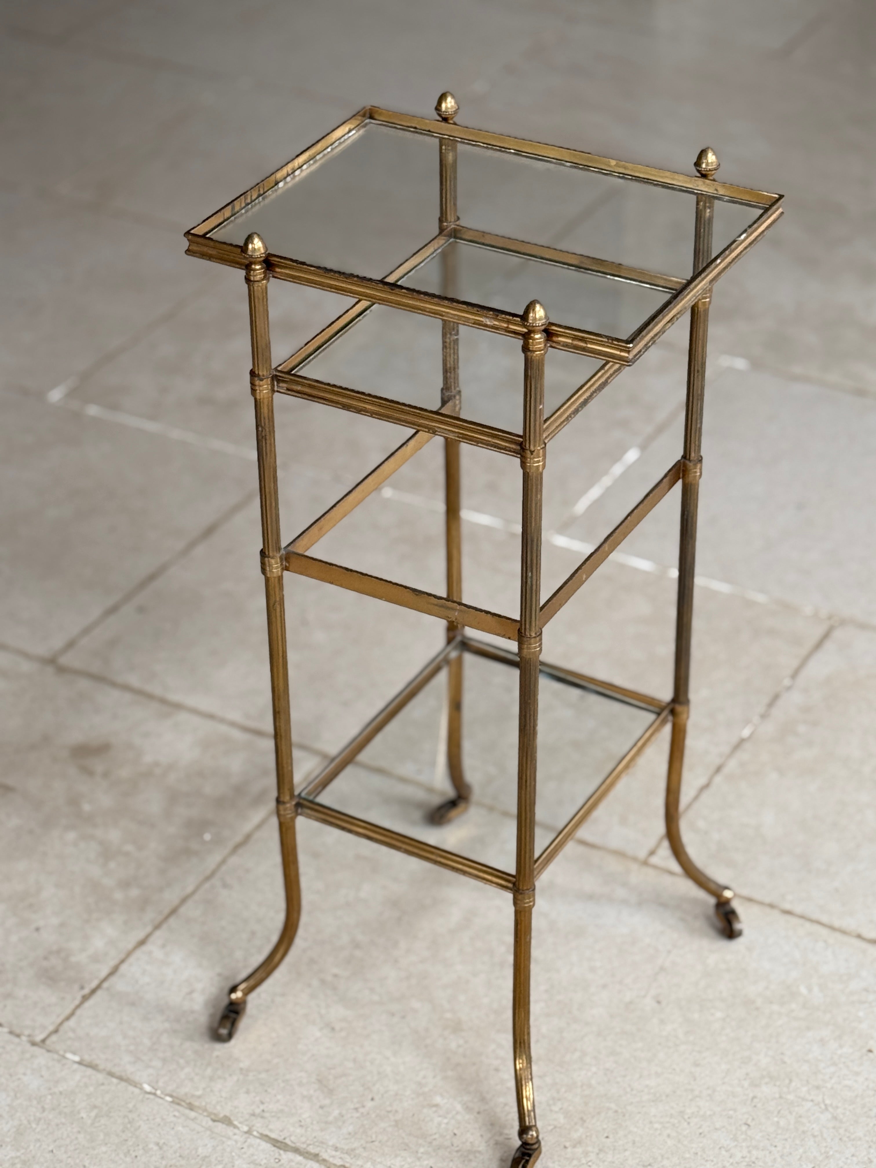 Small French Brass and Glass Etagere