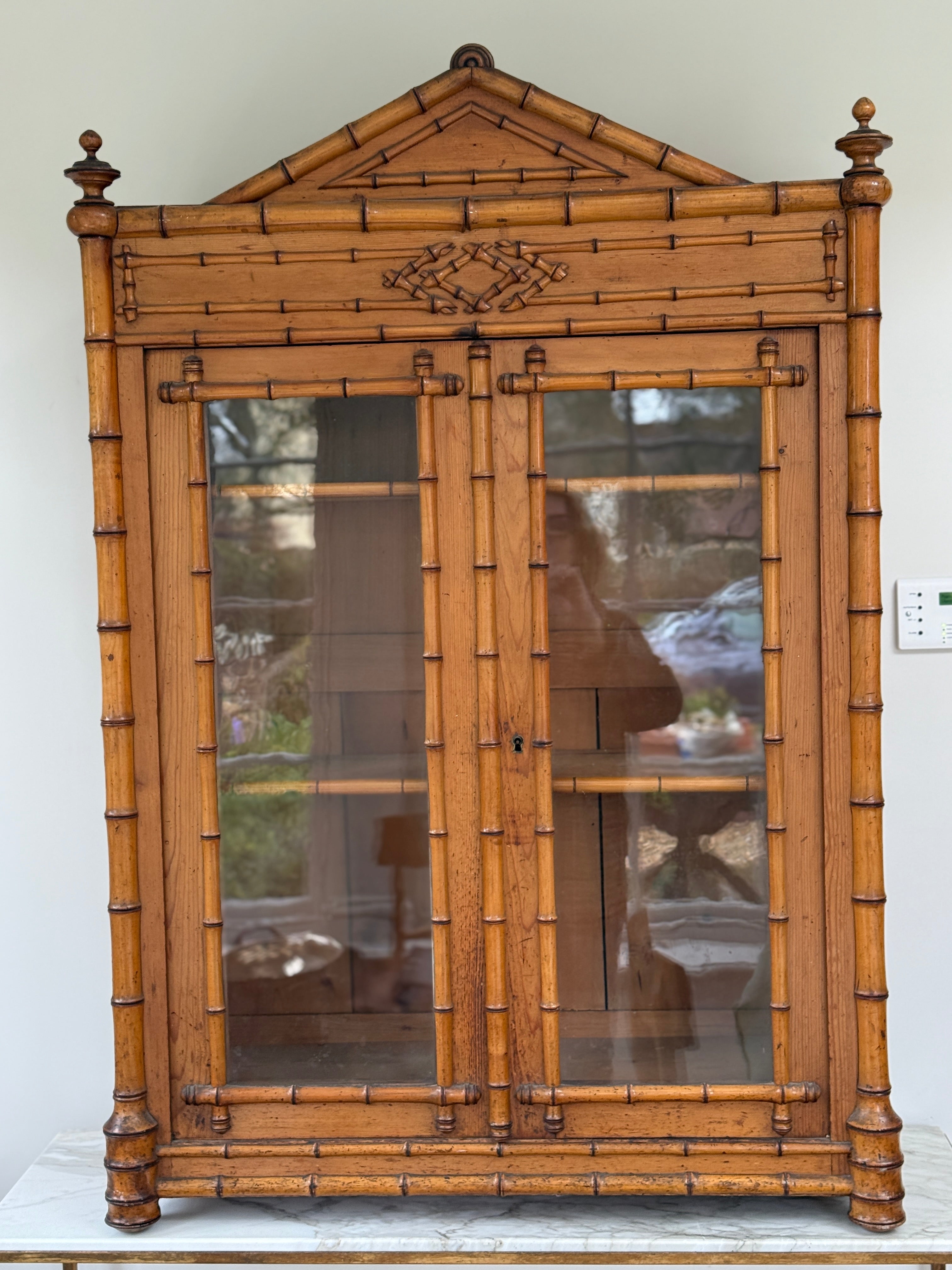 French Faux Bamboo Glazed Cabinet