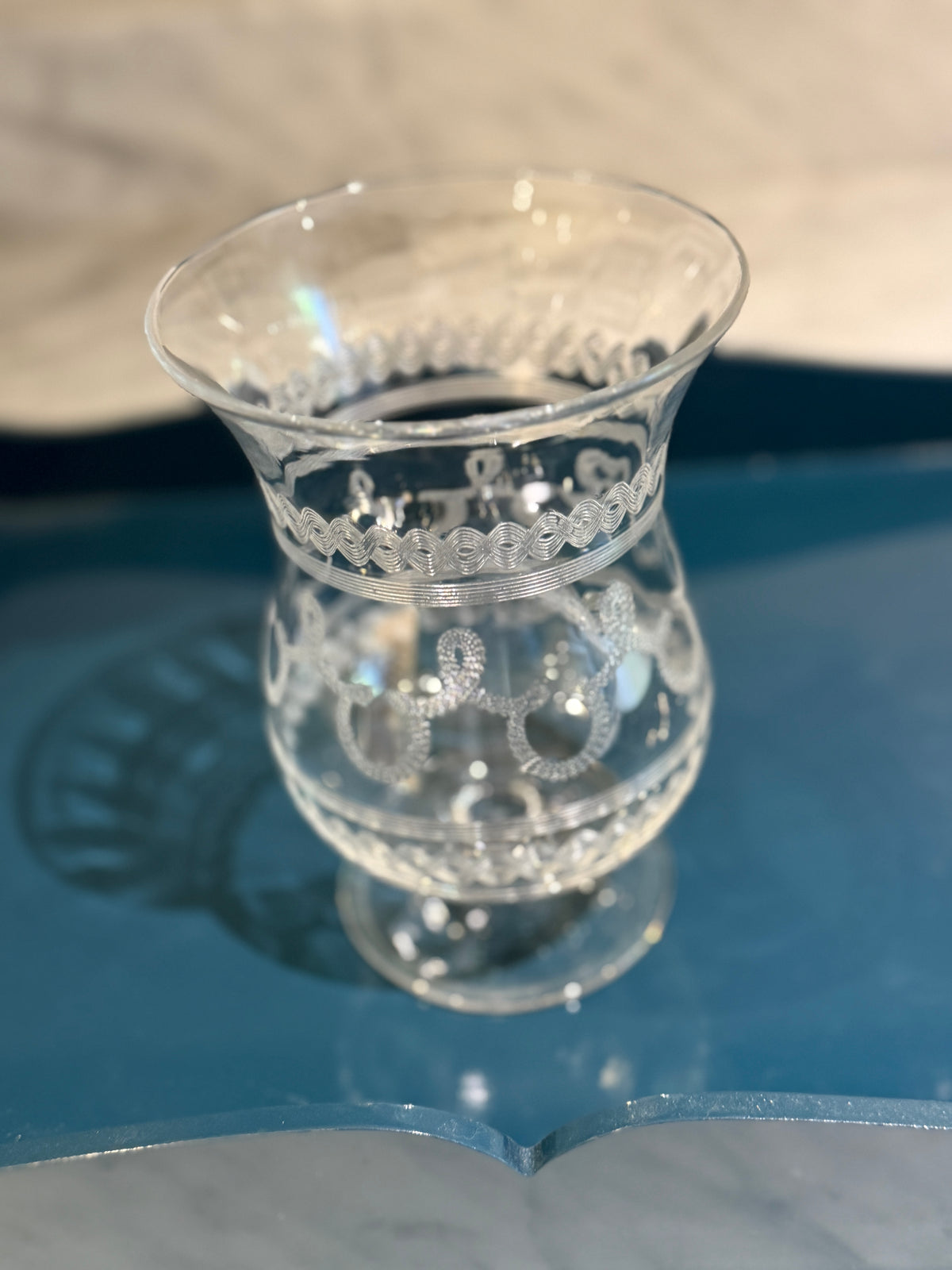 Etched Glass Celery Vase