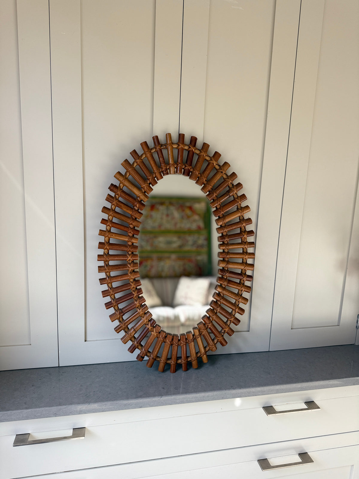 Italian Oval Rattan Mirror (69 by 47)