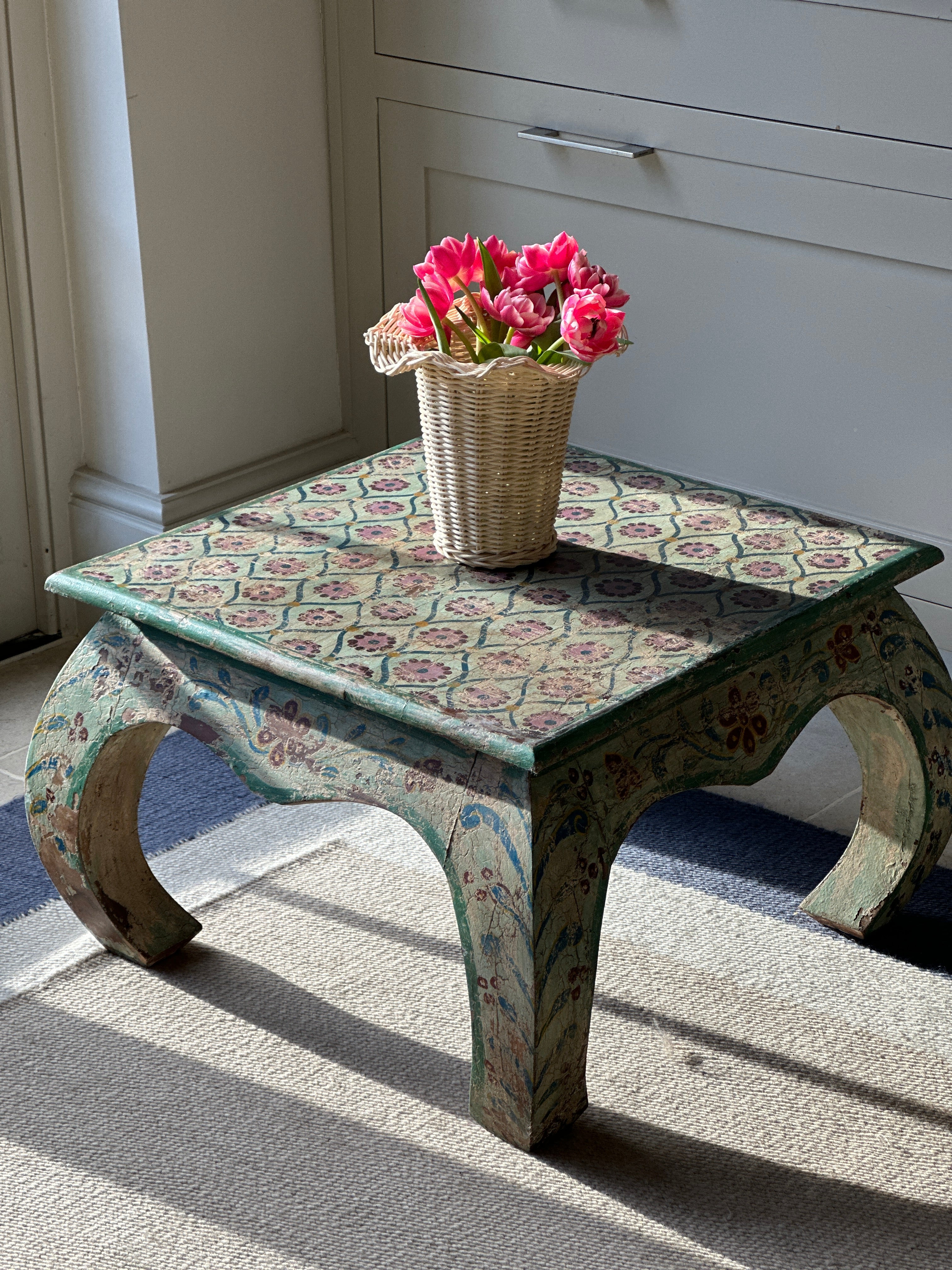Charming vintage painted Indian hardwood table