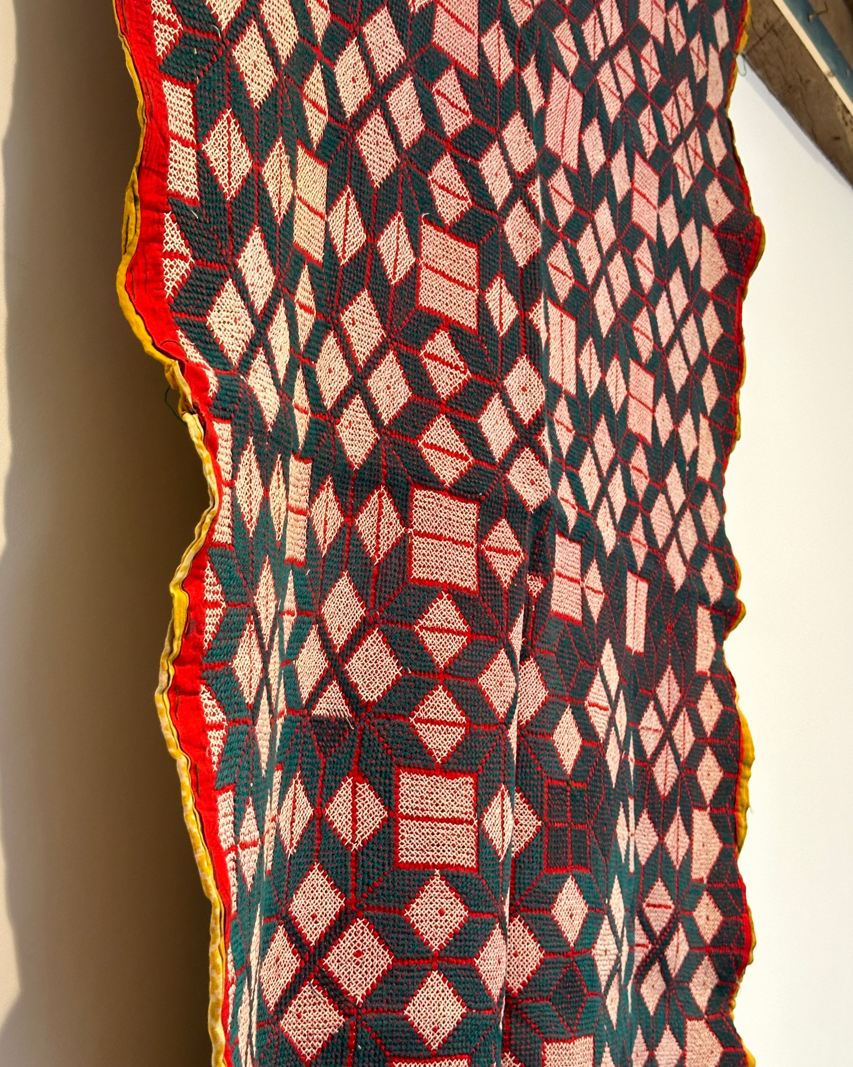 Sindhi Rald Bangladesh Blankets (Blue and red with white diamonds)