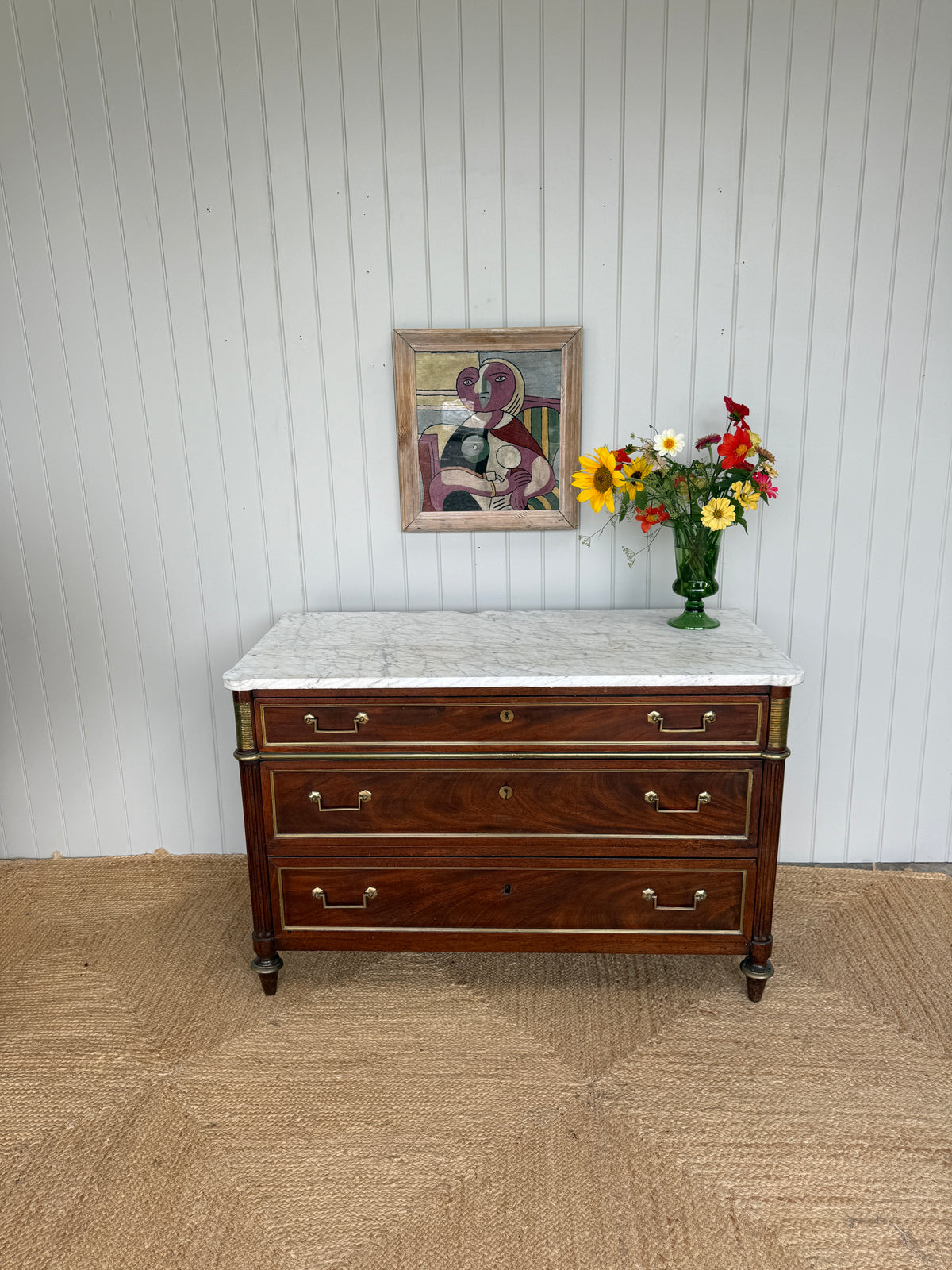 Louis XVI Commode with Carrara Marble Top