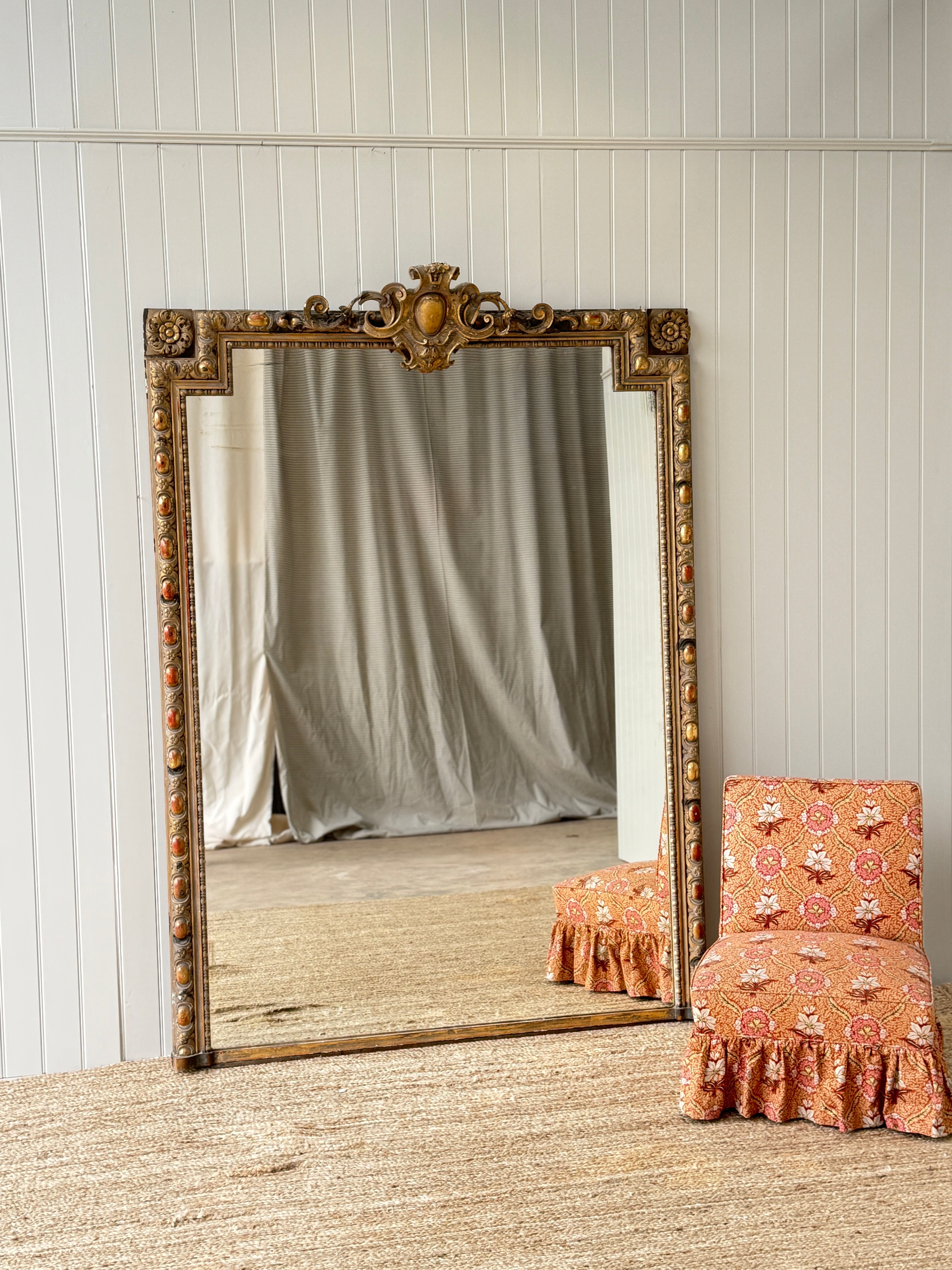 Huge French Gilt Mirror - Faded Grande Dame