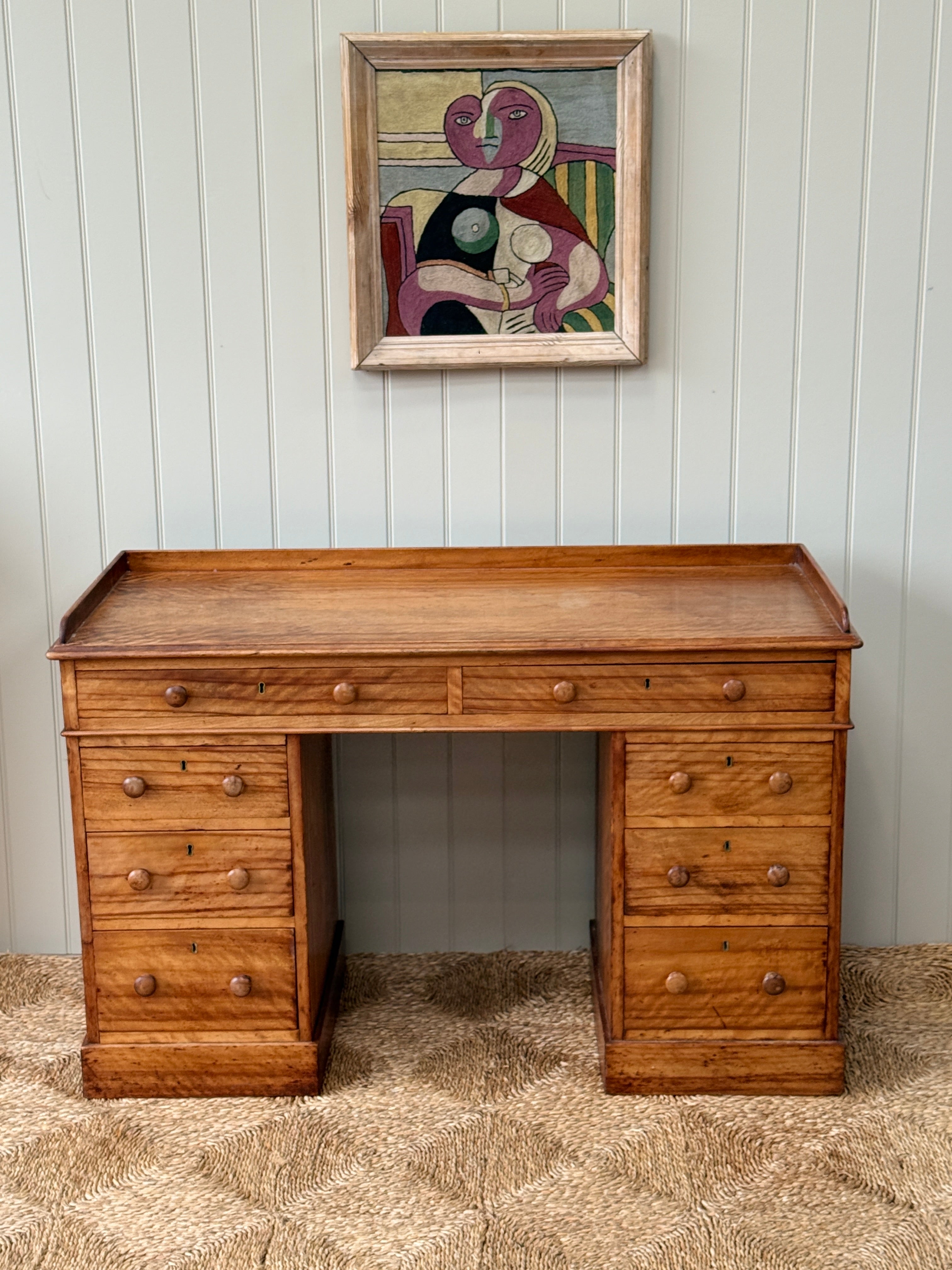Satin Birch Desk with Gallery
