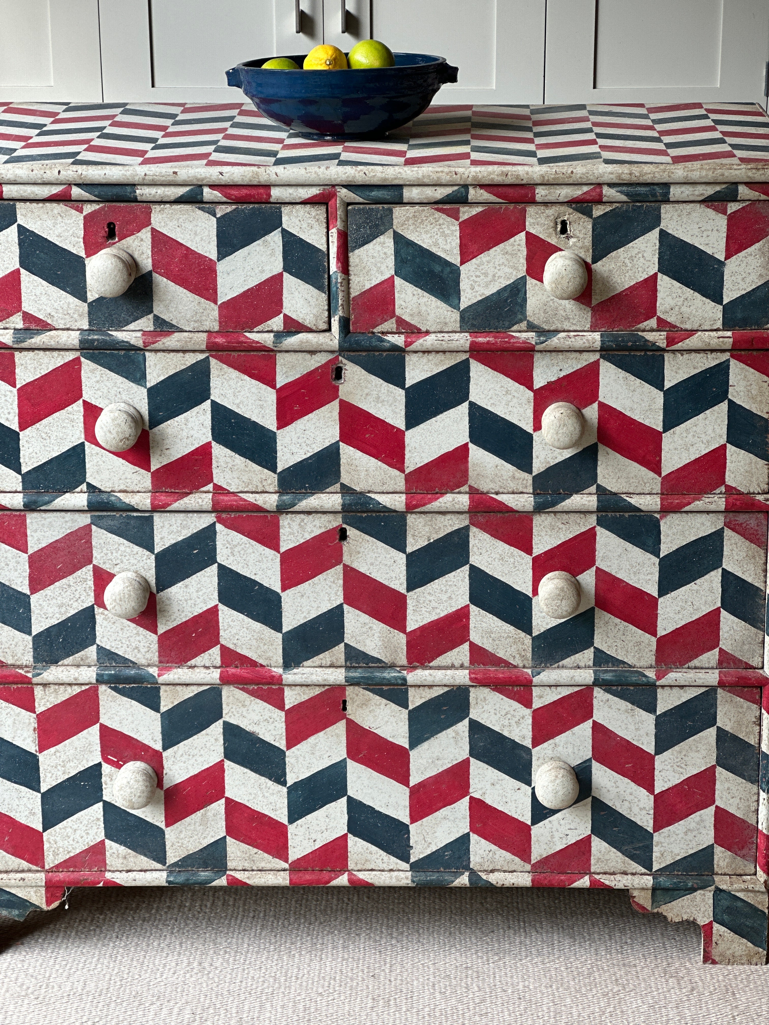Old Chest of Drawers with Modern Chevron Pain Finish