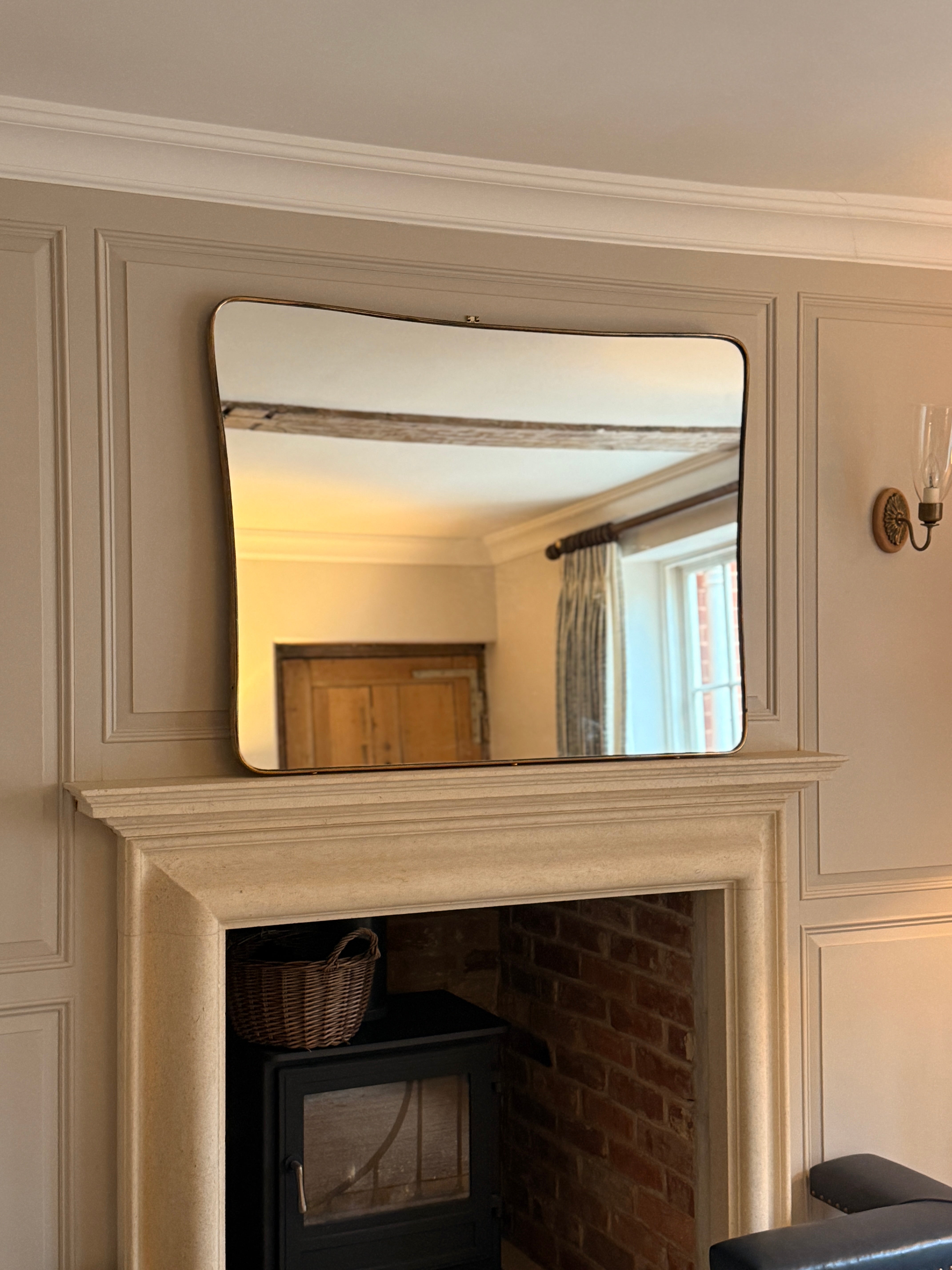 Amazing Italian 1950s Shield Mantel Mirror 111cm by 84cm
