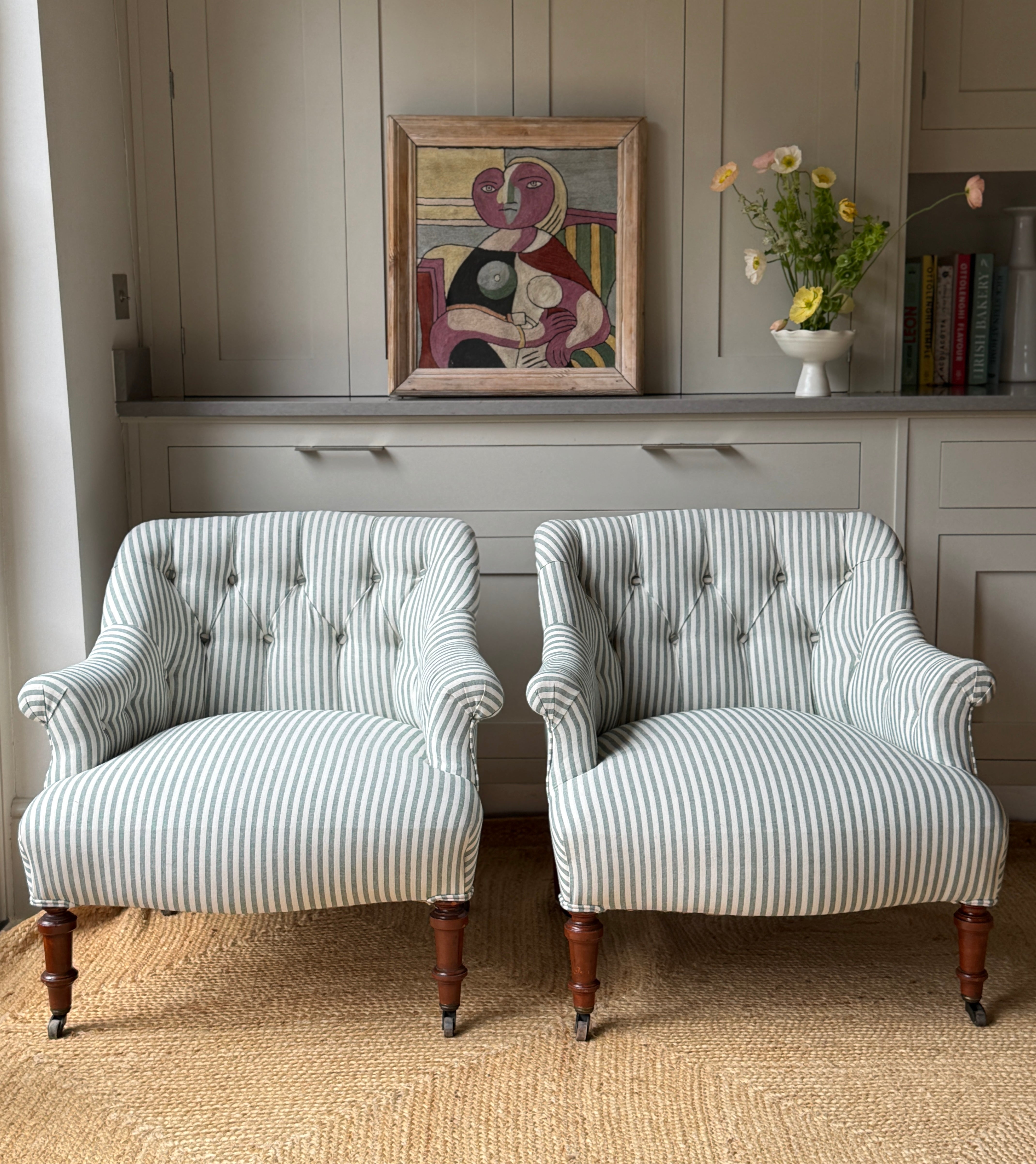 A Pair of French Napoleon III Button-Back Fauteuils