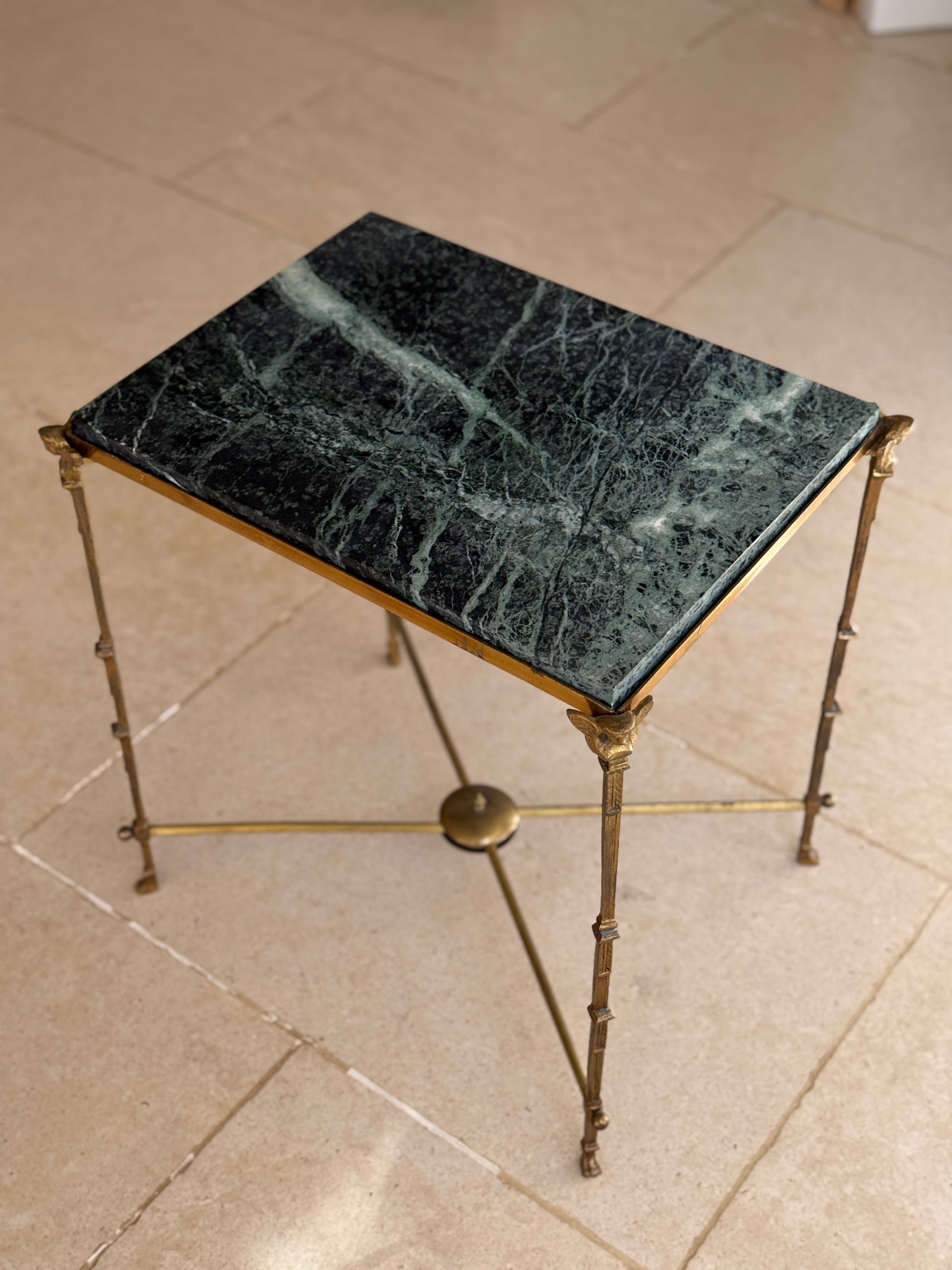 Green Marble and Brass End Table