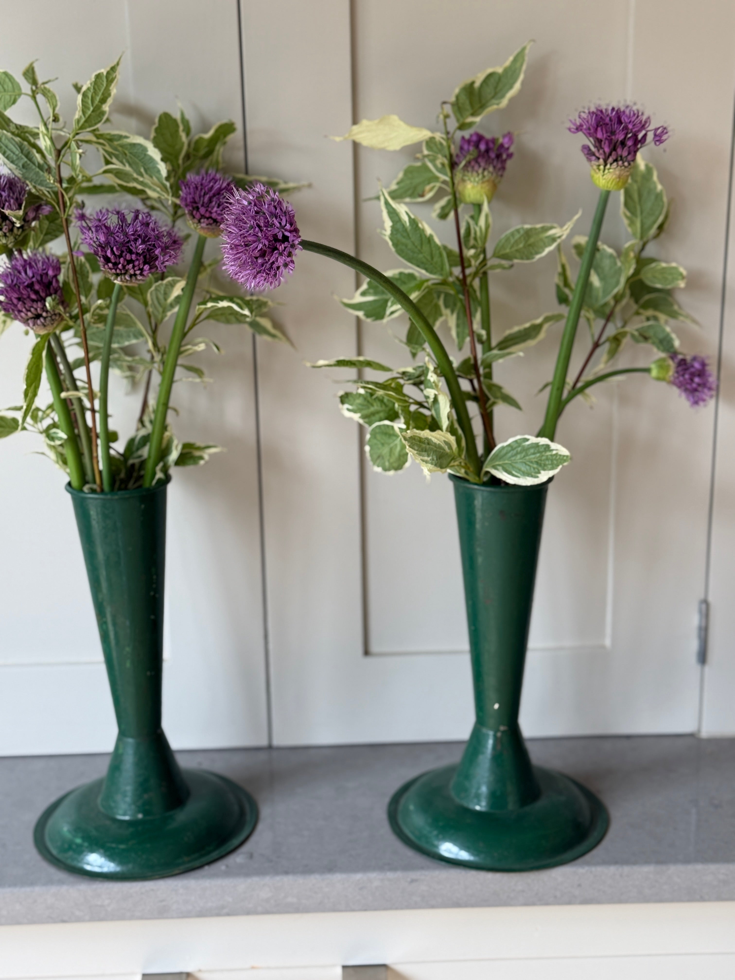 Pair of Green Vintage Floristry Vase