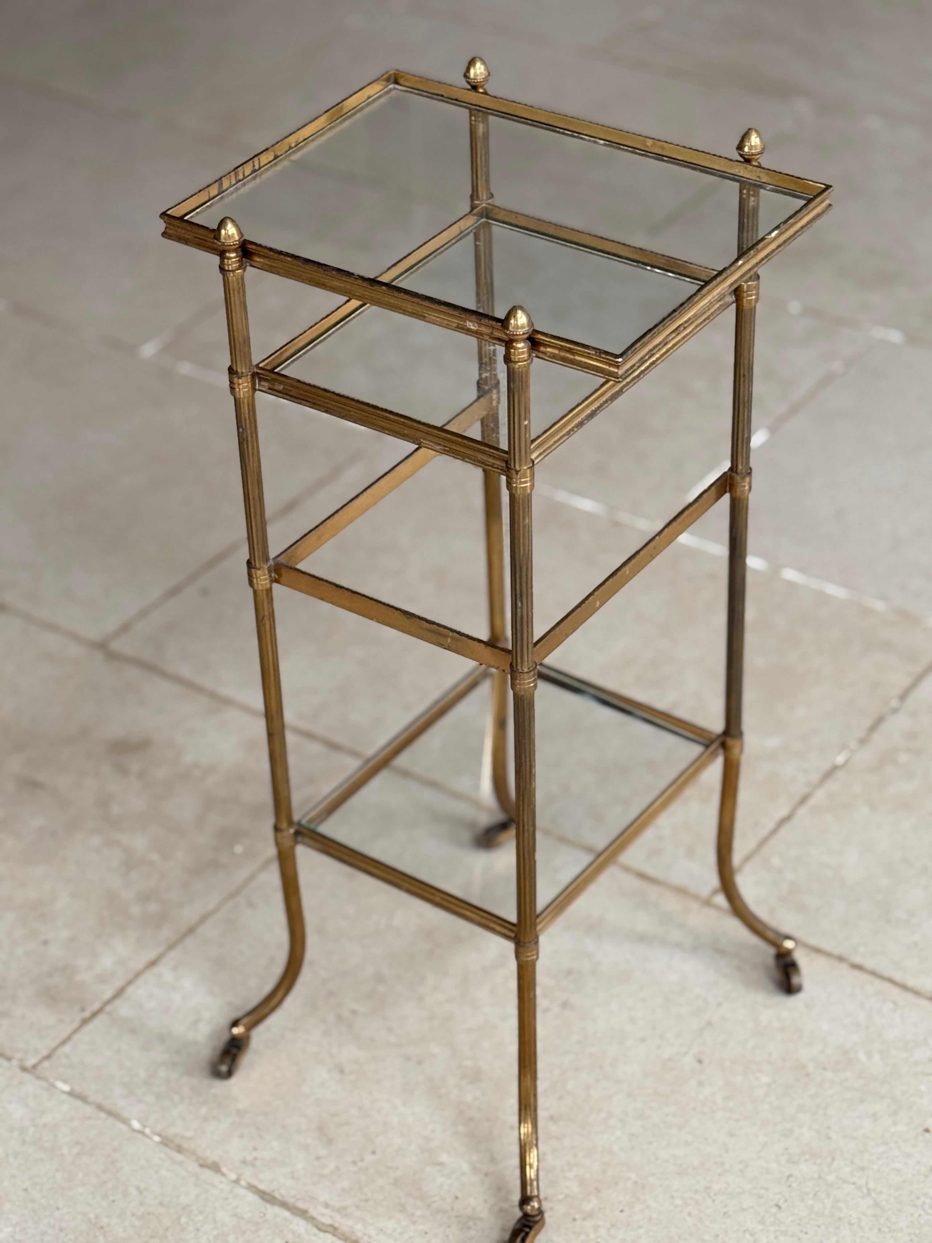Small French Brass and Glass Etagere