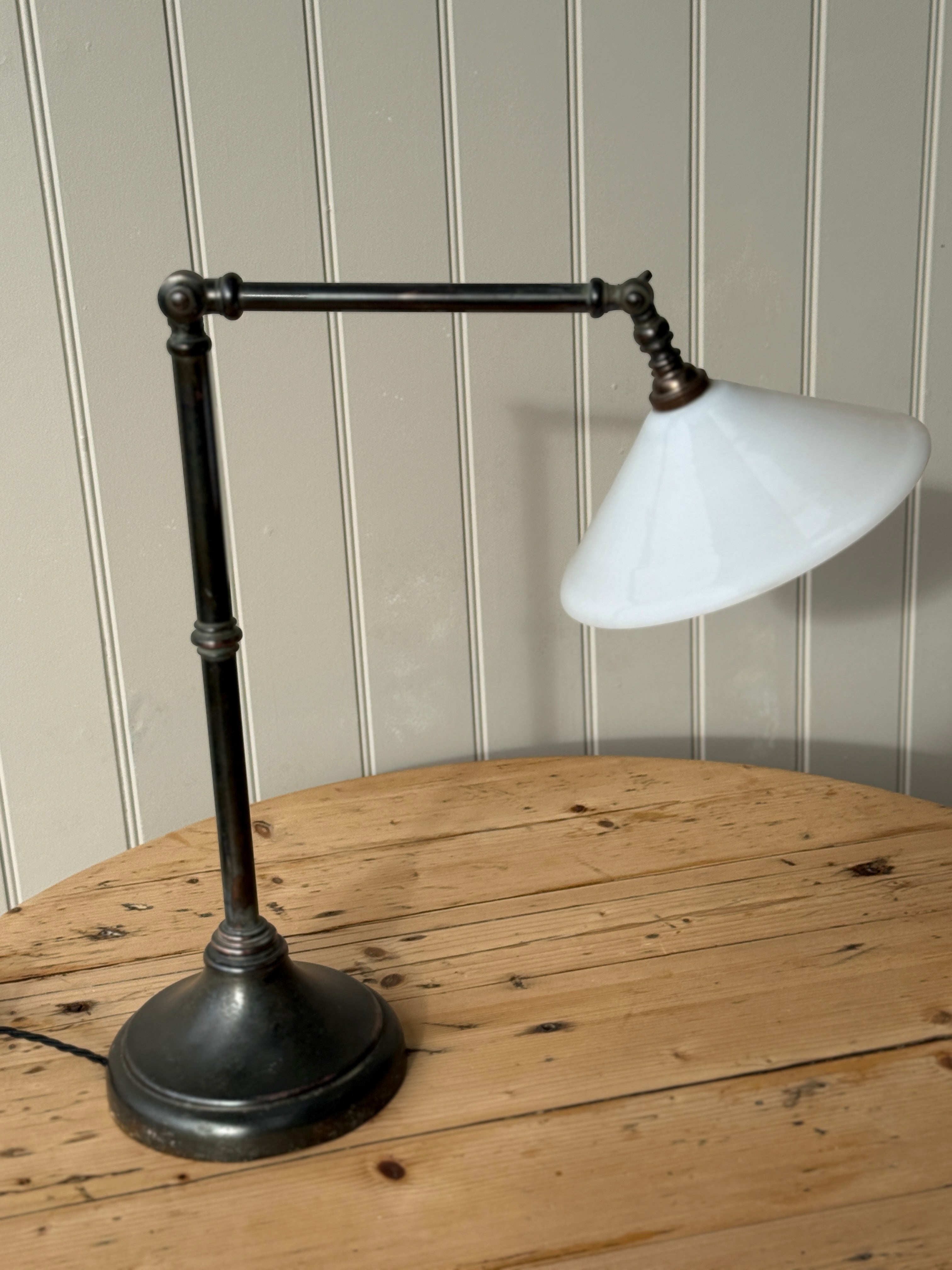 Heavy Bronze Light with Opaque Glass Shade