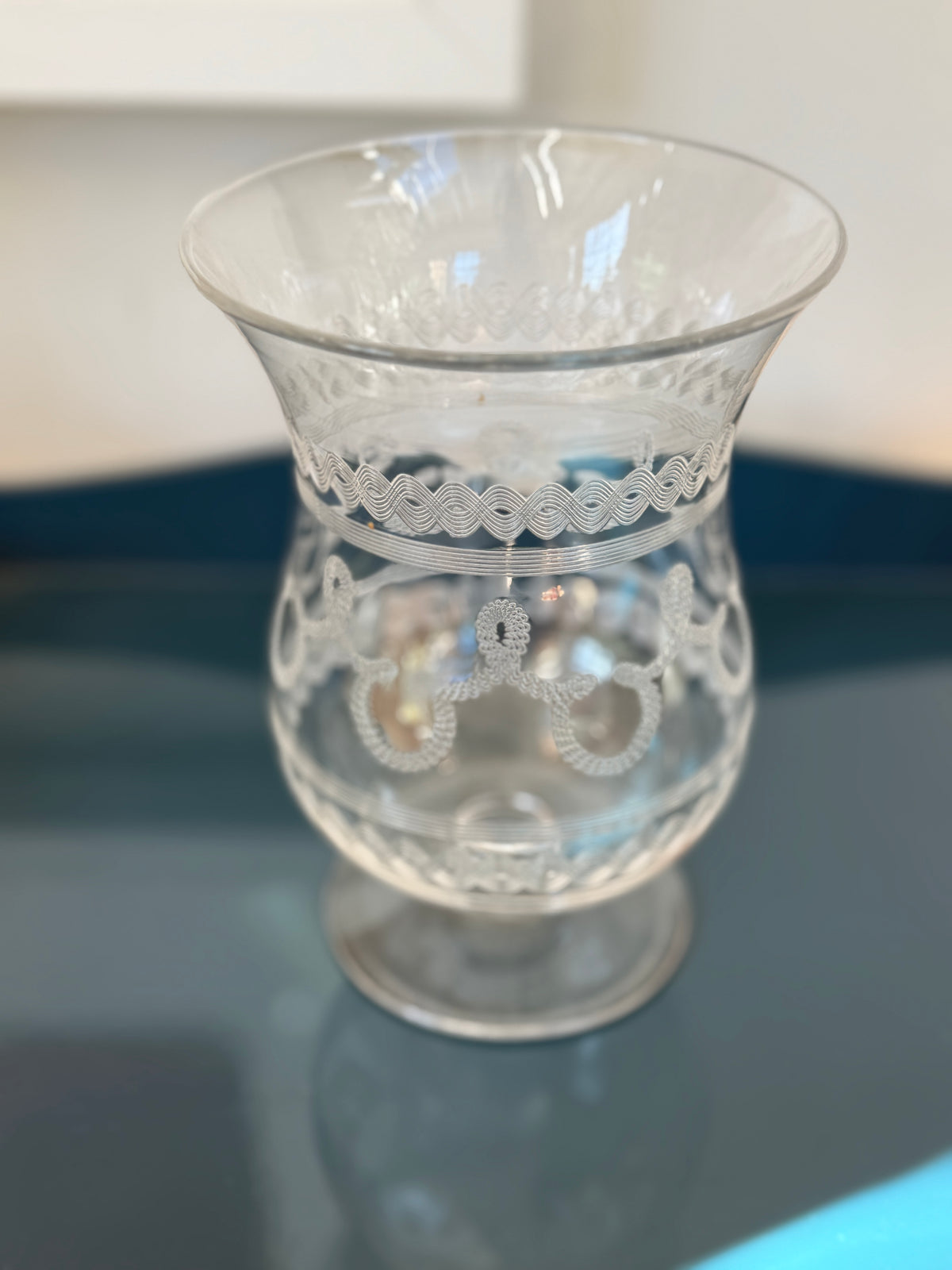 Etched Glass Celery Vase