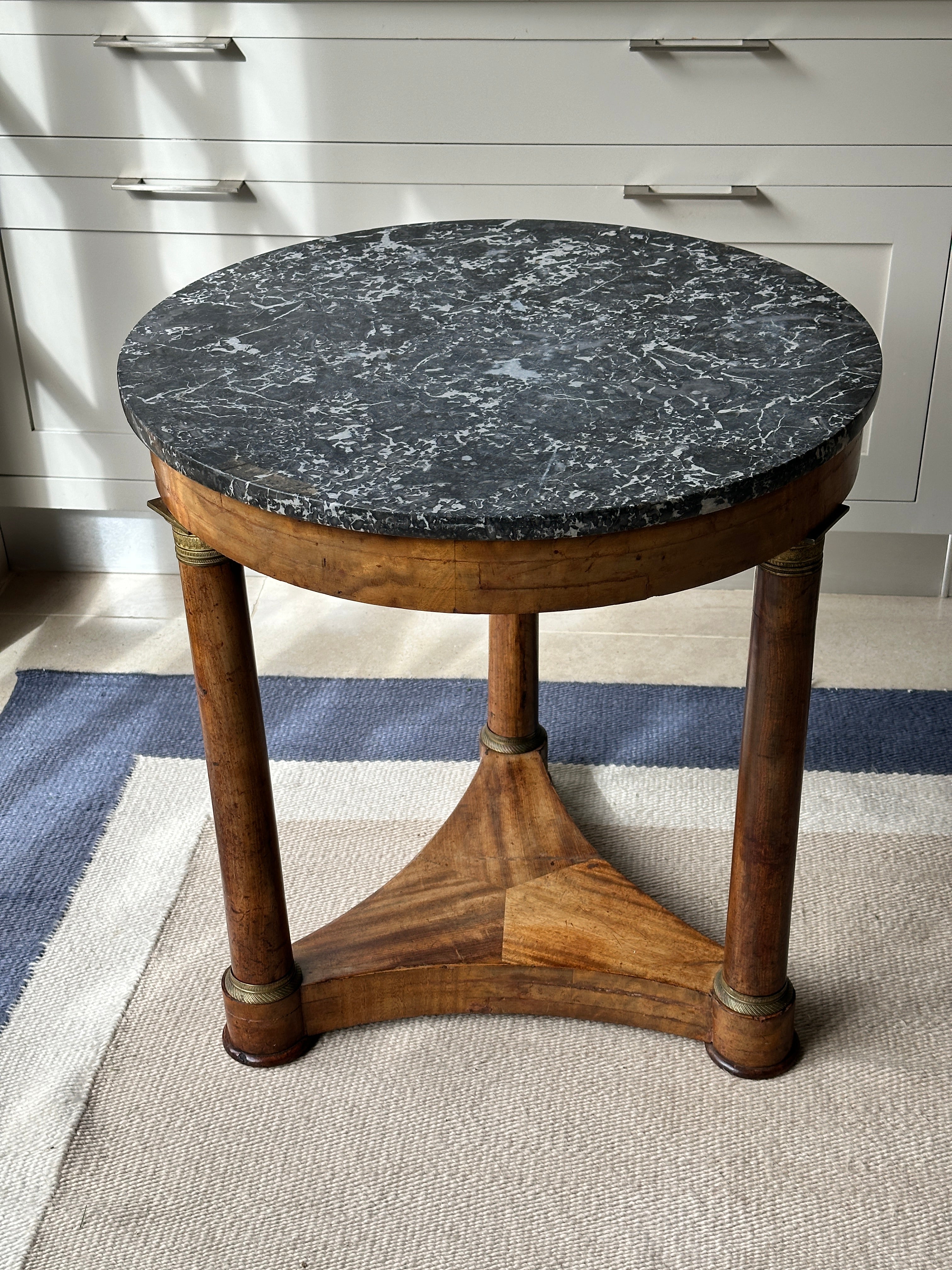 French Gueridon with Dappled Grey Marble Top