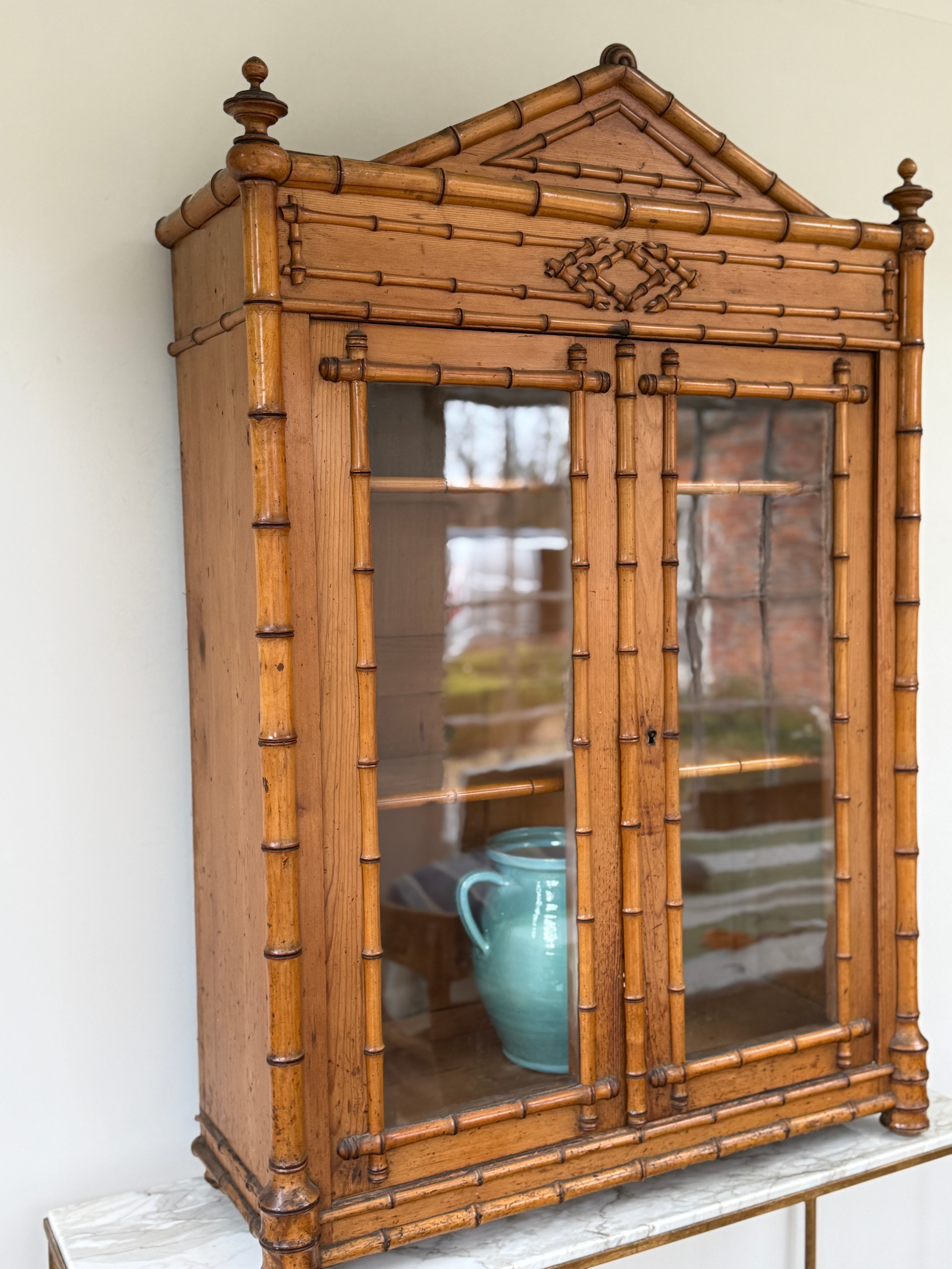 French Faux Bamboo Glazed Cabinet