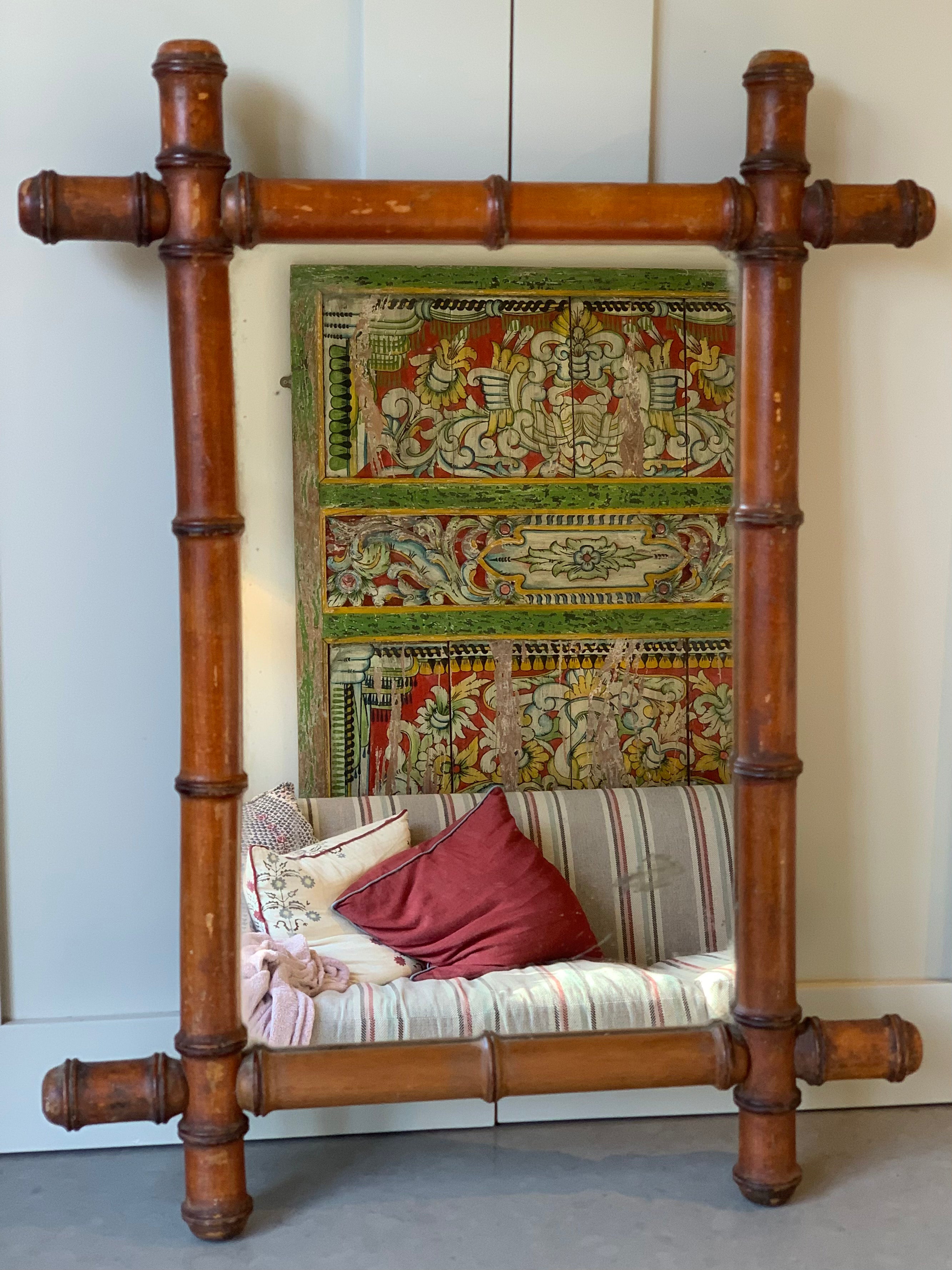 Medium Faux Bamboo Mirror