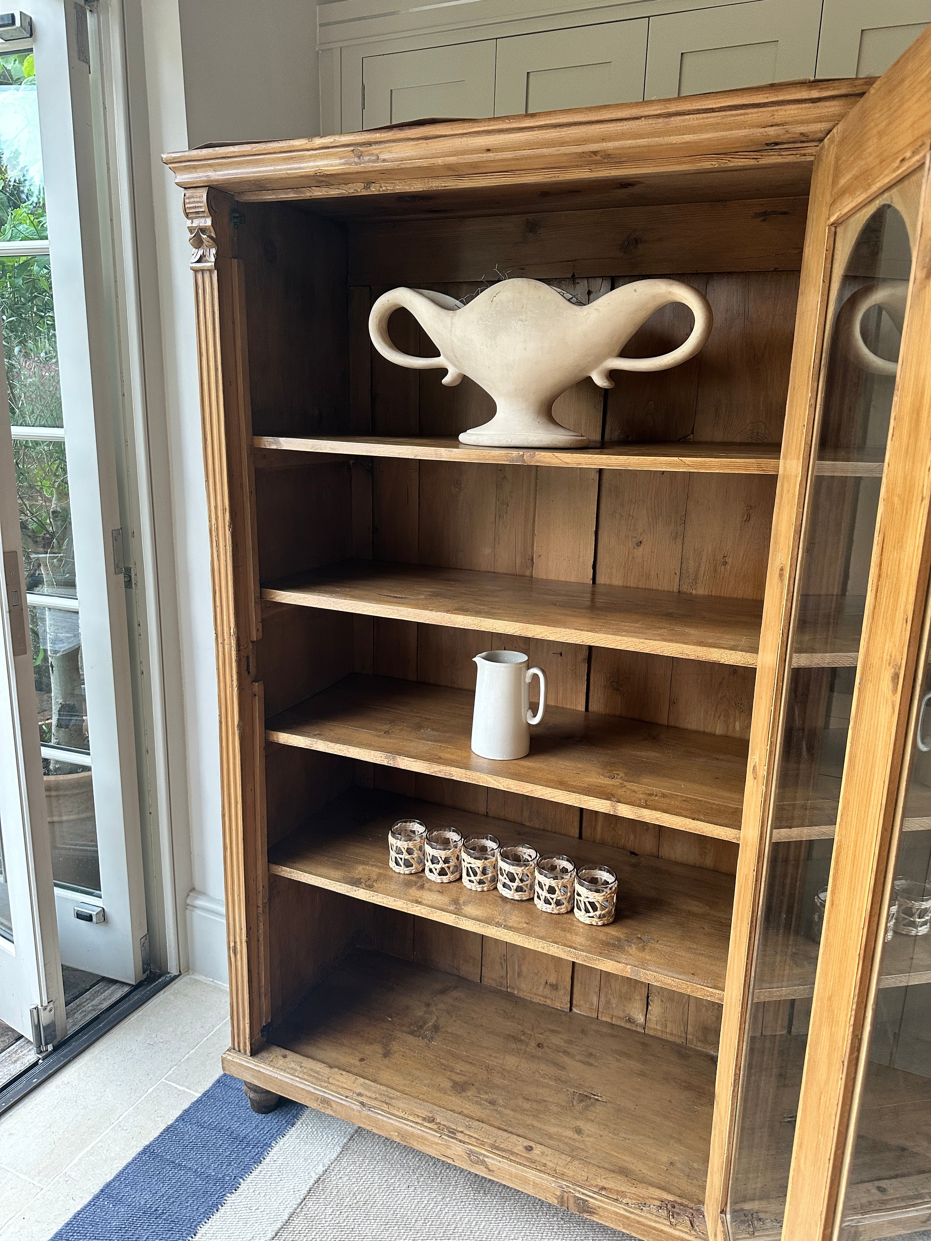 Lovely Continental Glazed Pine Cabinet with lots of storage