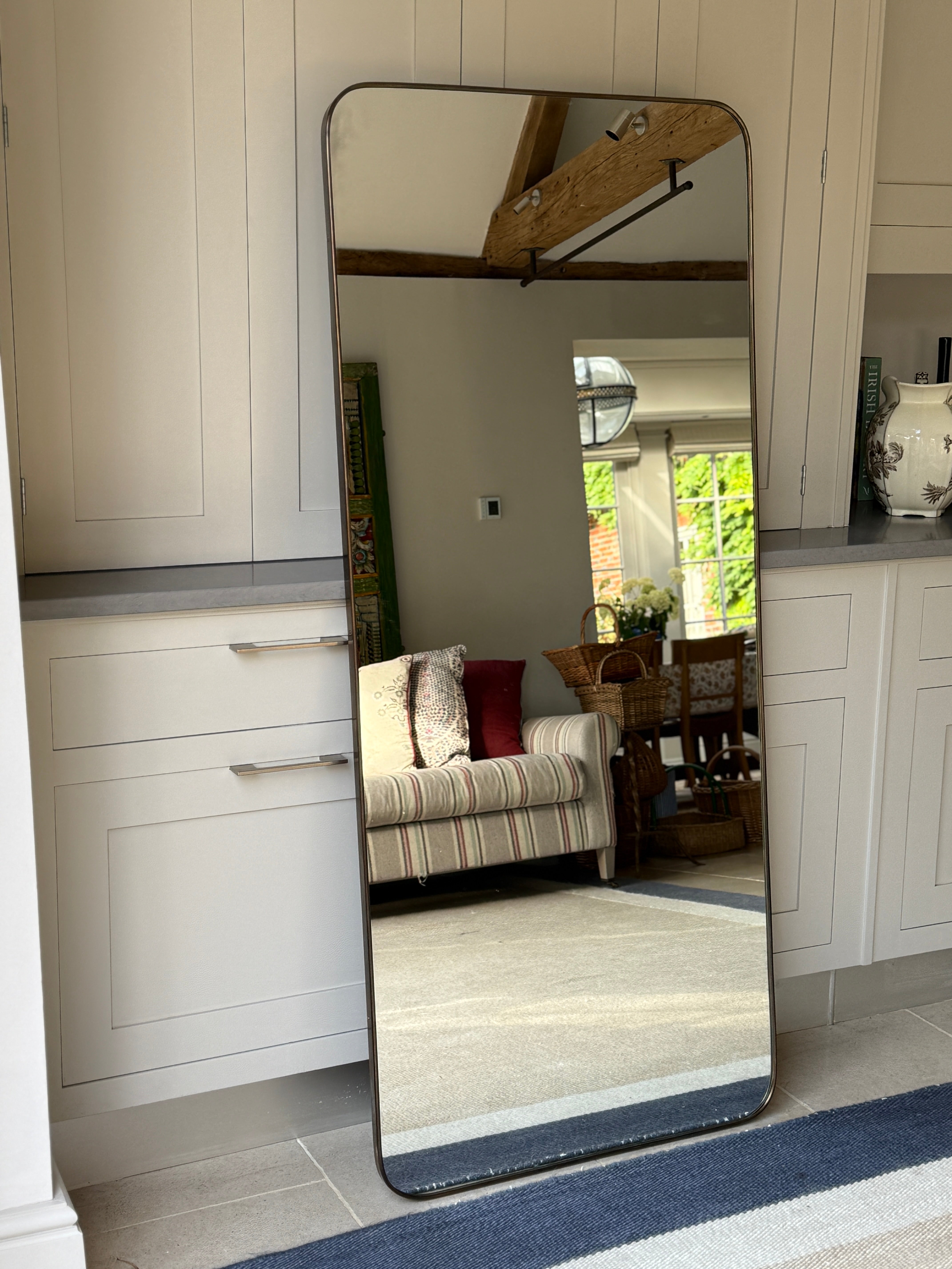 Large 1950s Brass Shield Mirror