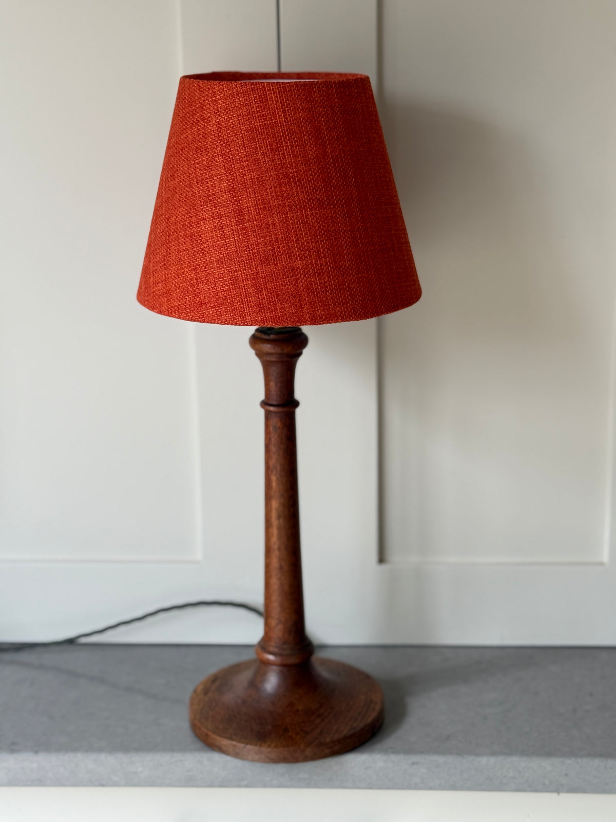 Early 20th Century Turned Oak Table Lamp, c.1930