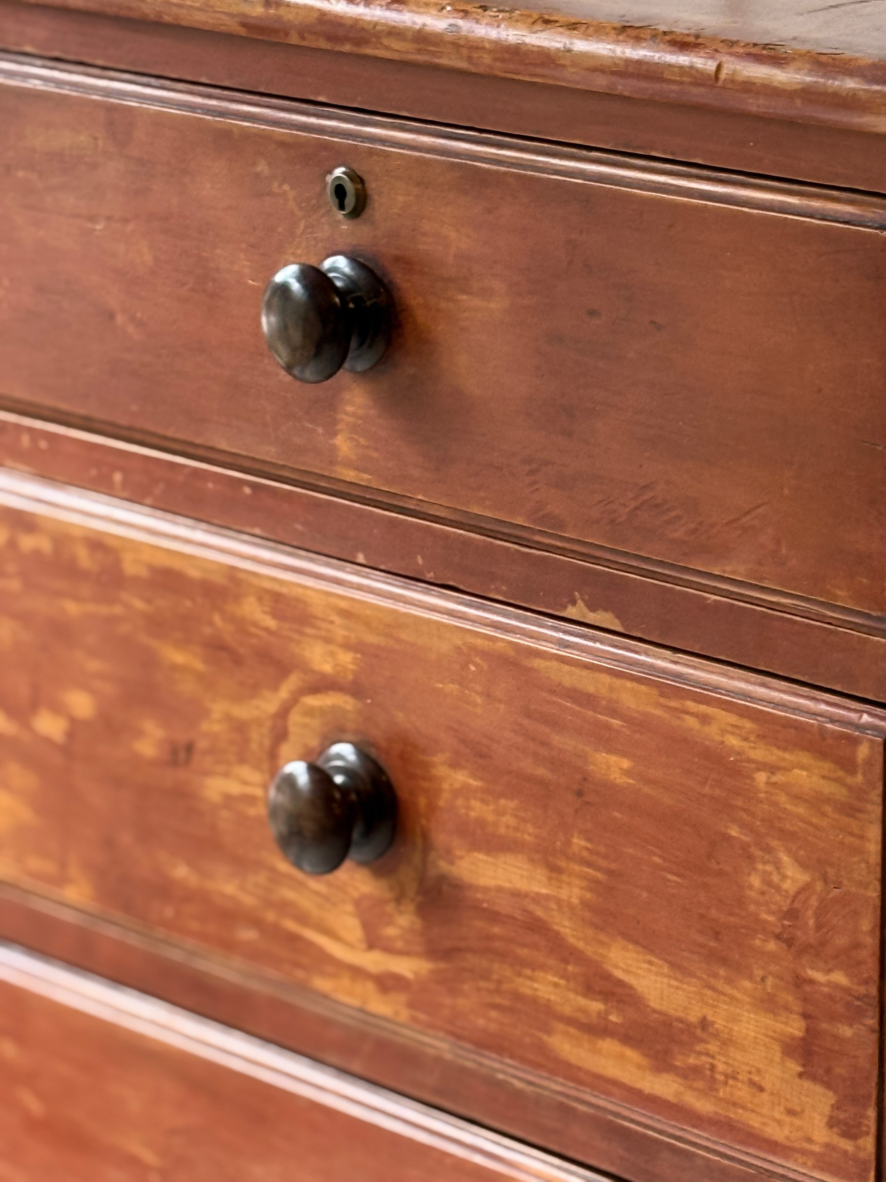 Large Red Pine Scumble Glazed Chest of Drawers