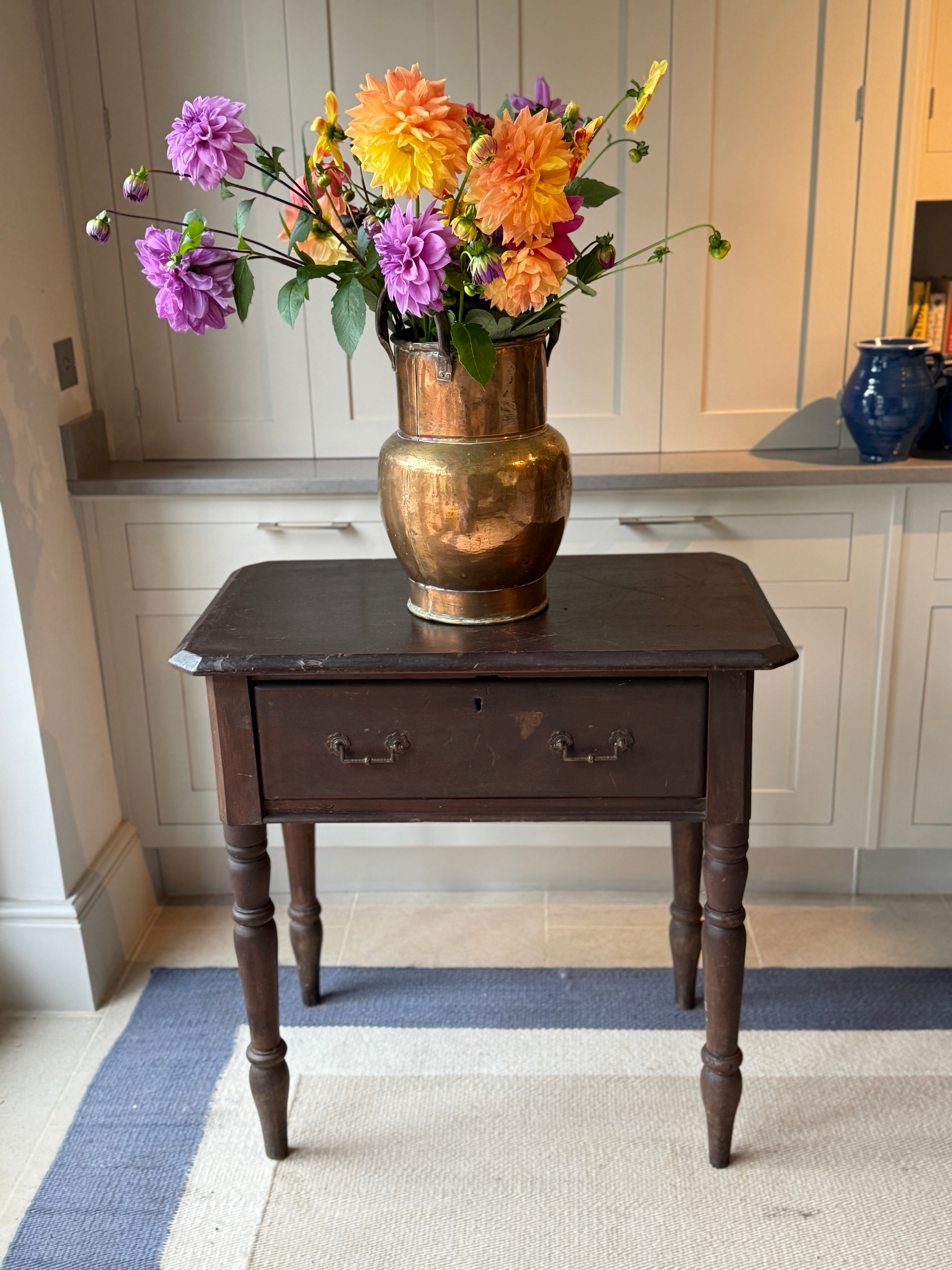 Ebonised Side Table with Large Drawer