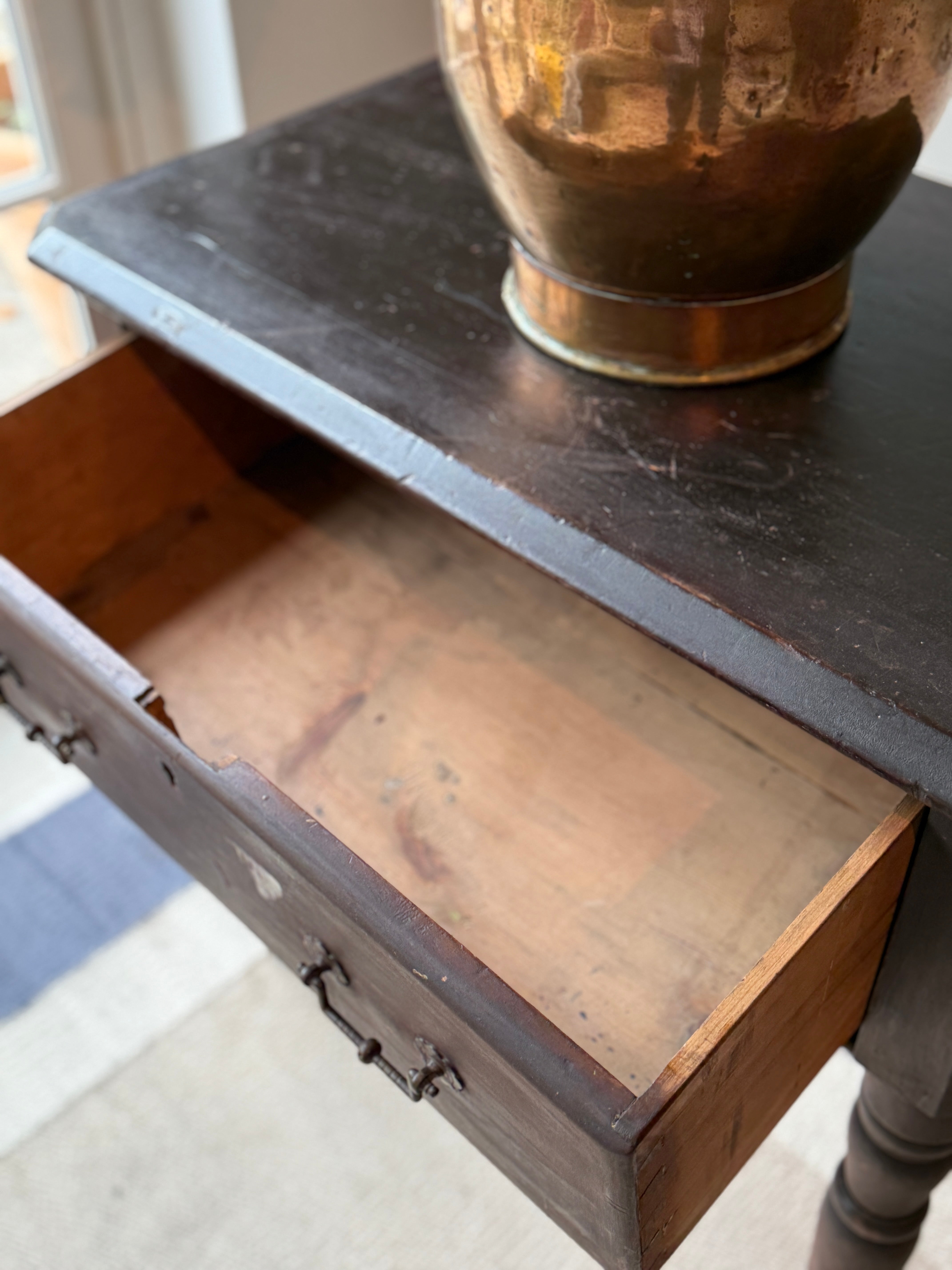Ebonised Side Table with Large Drawer