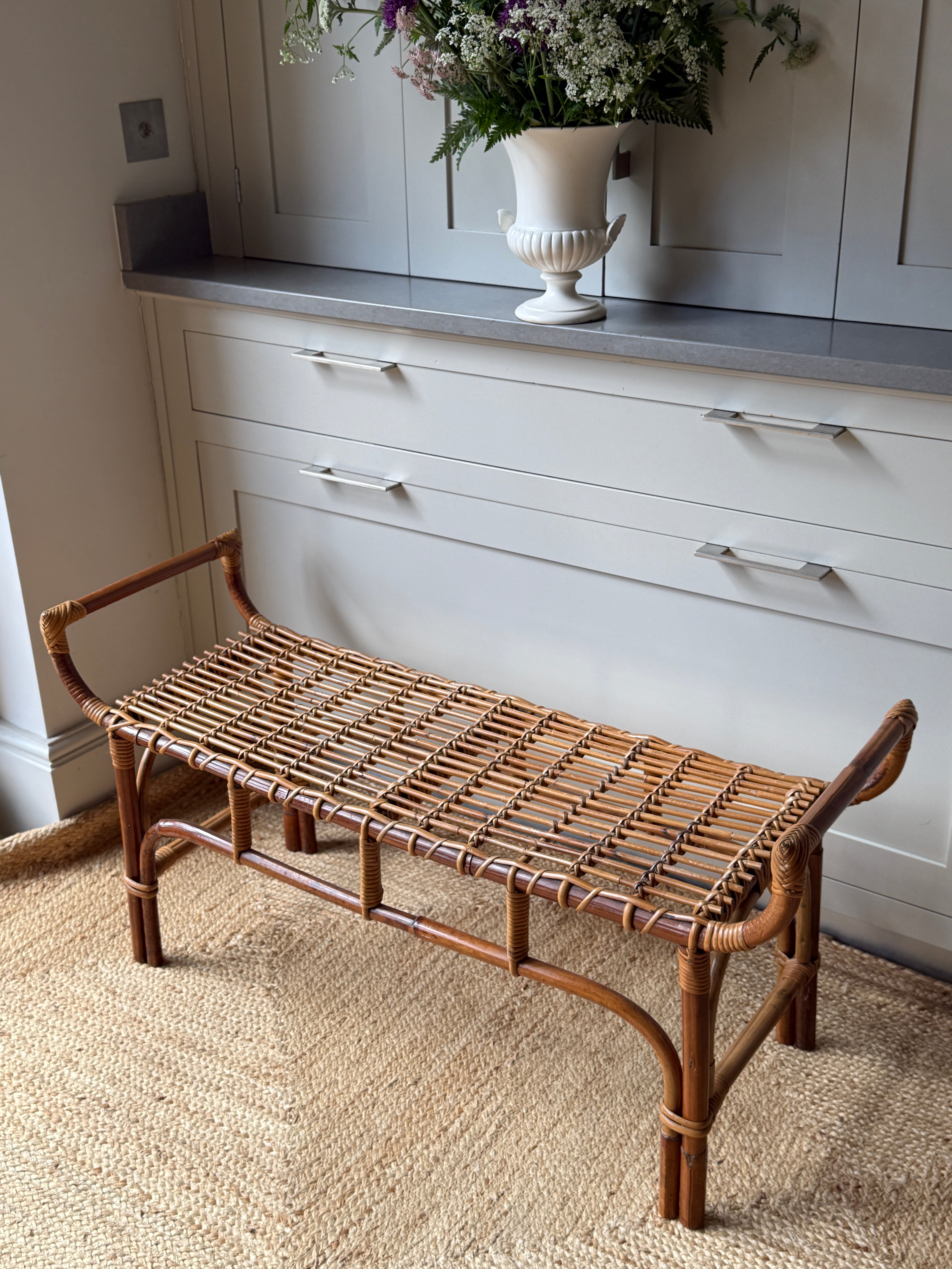 Bonacina Bamboo Bench & Wall Rack Italy 1960s