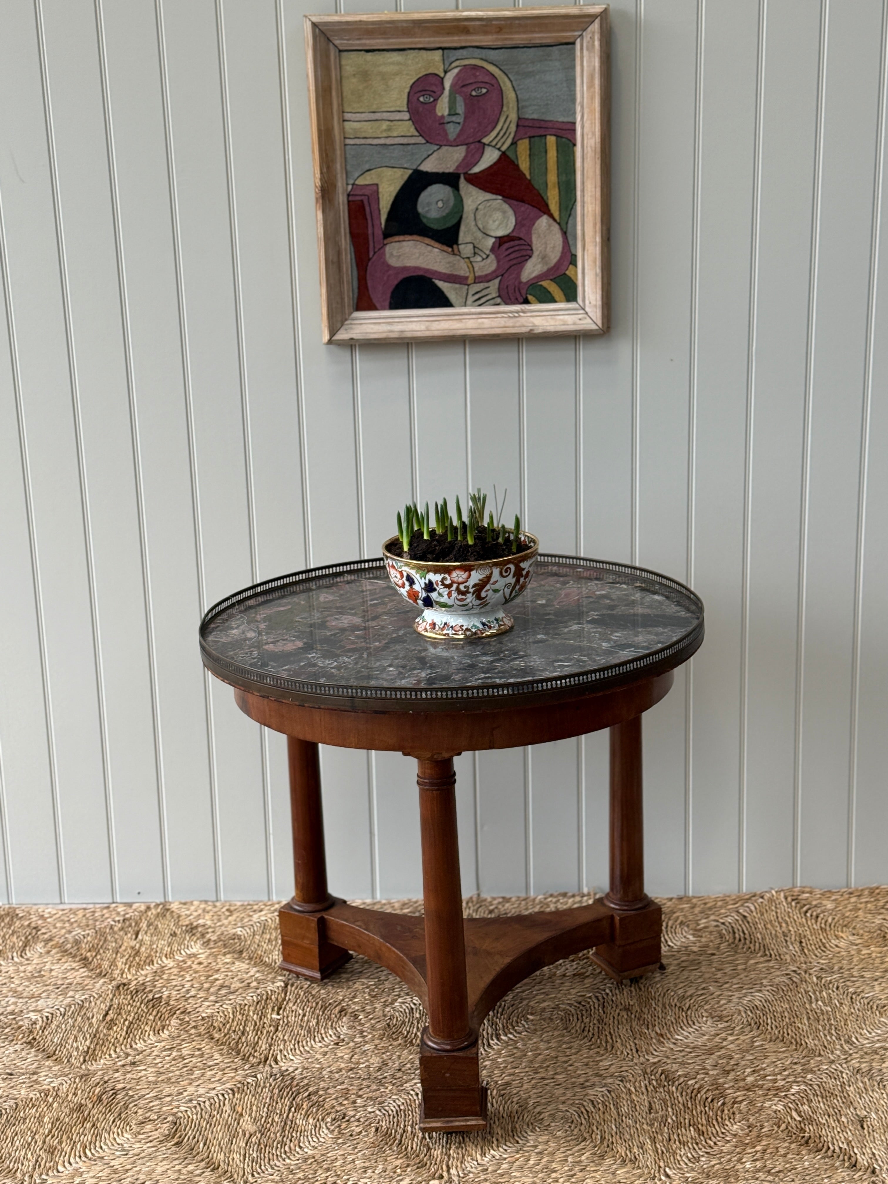 French Gueridon with galleried Marble Top