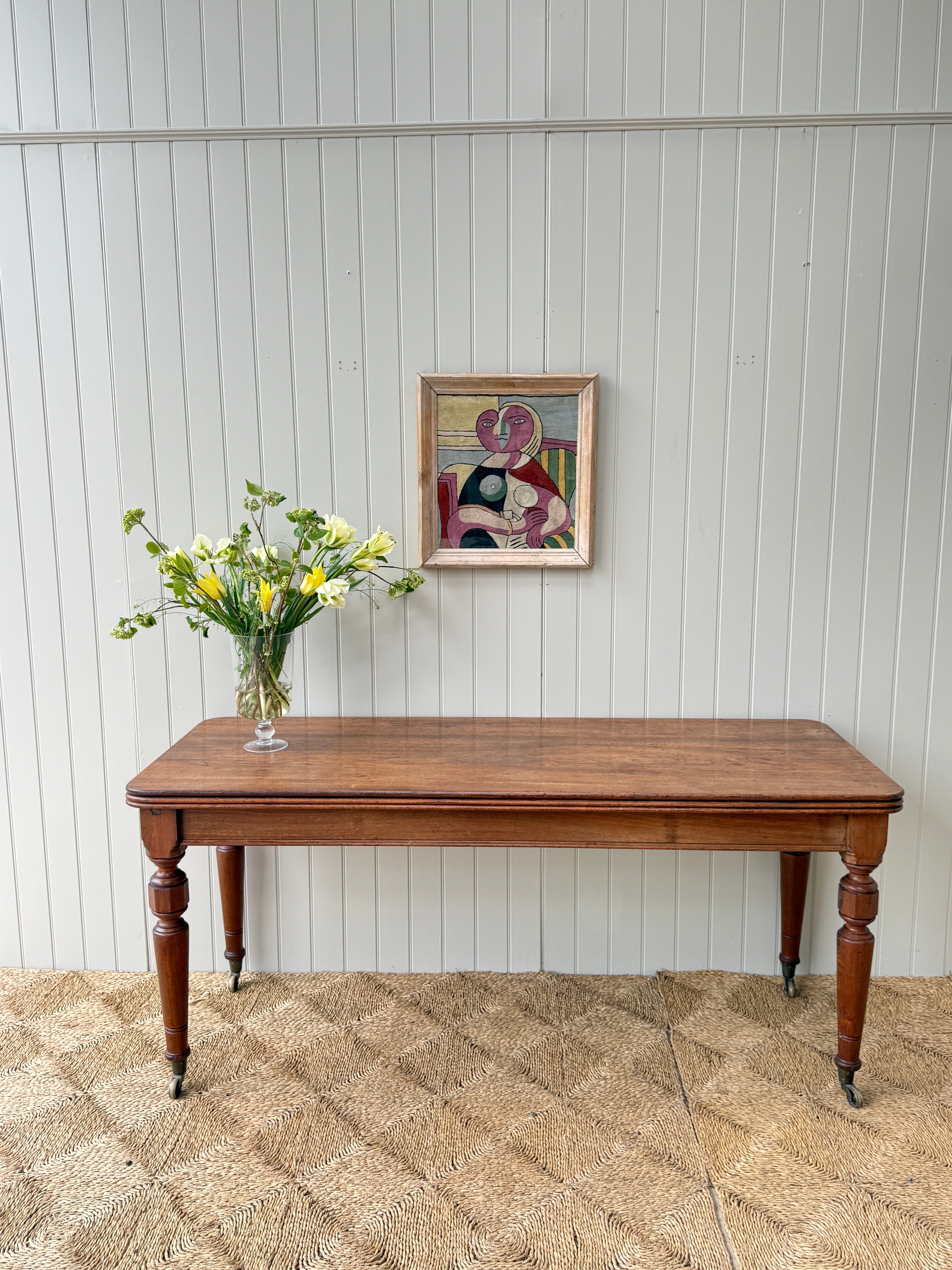 Large Early 20th English Oak Console or Display Table on castors