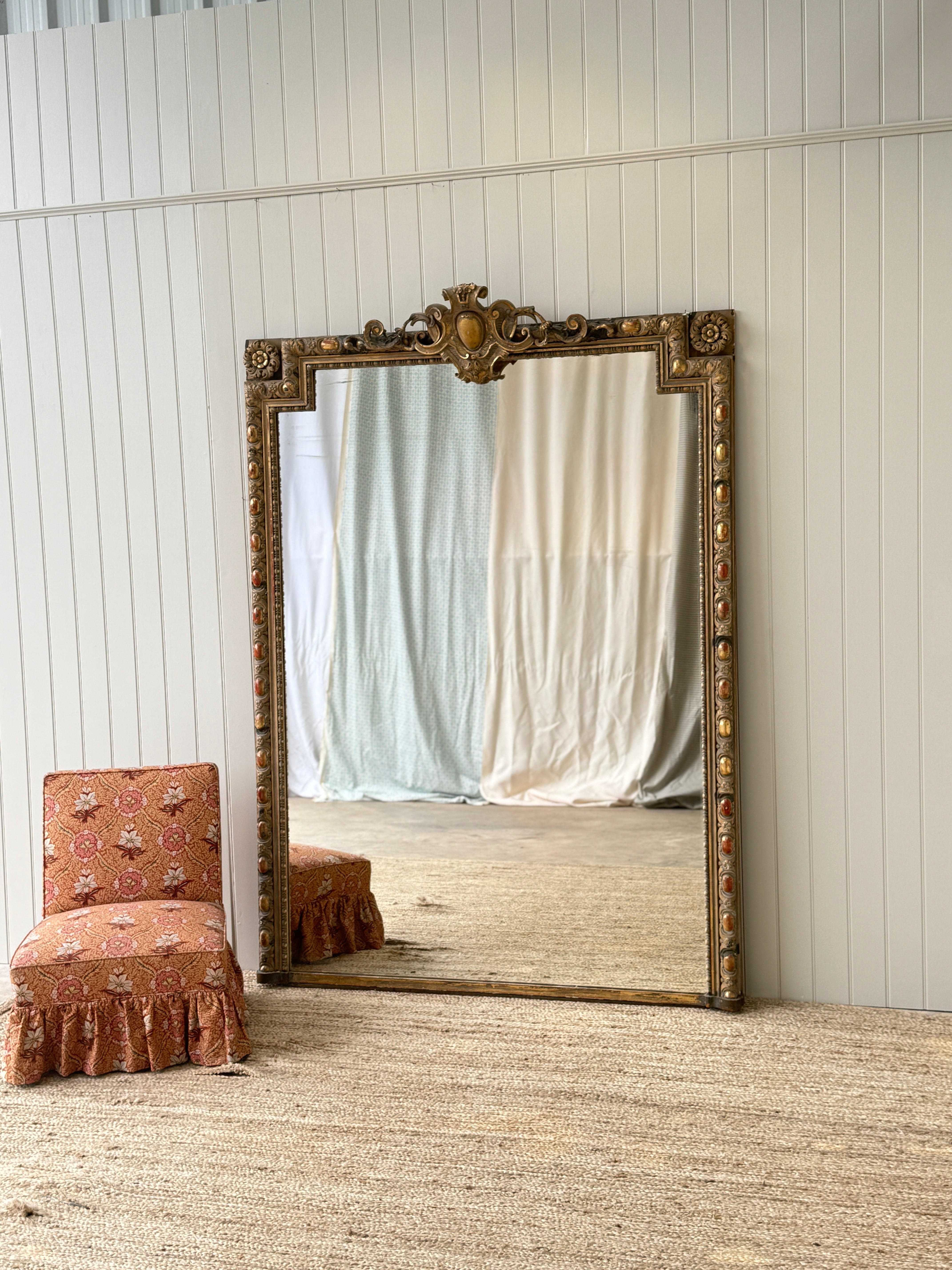Huge French Gilt Mirror - Faded Grande Dame