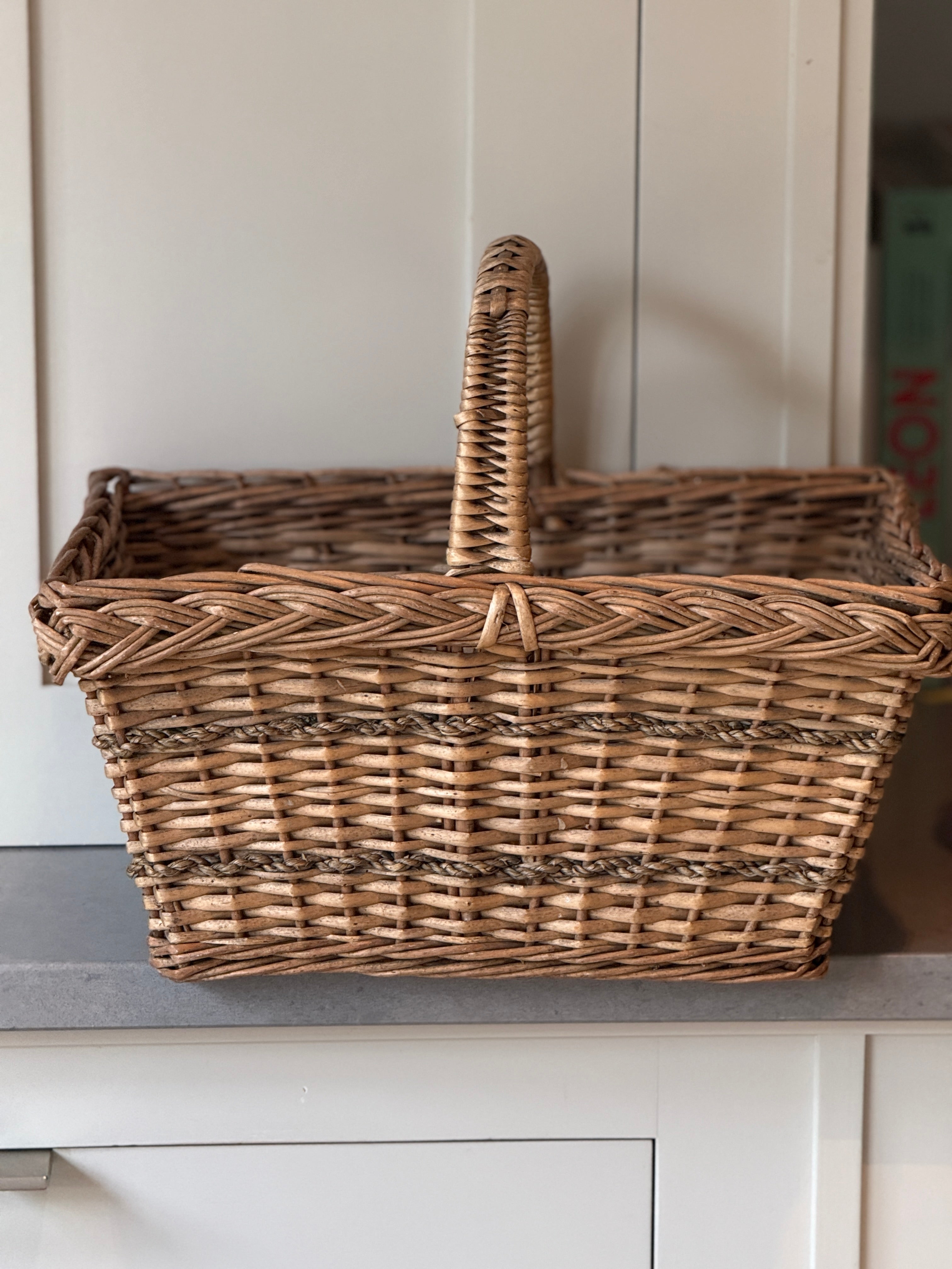 Small Wicker Basket with Rope Accents