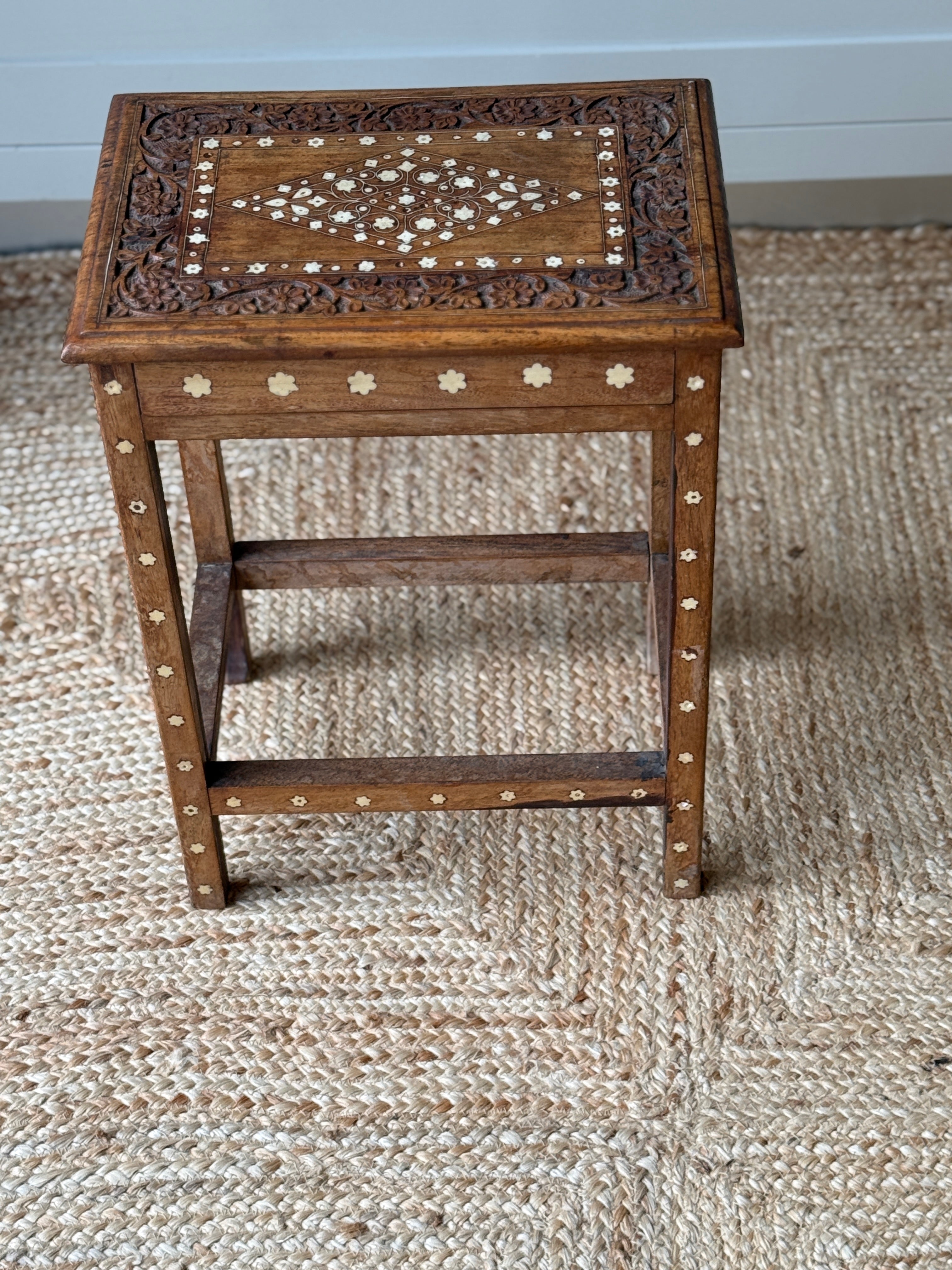 Small 20th Century Indian Inlaid Table with Drawer