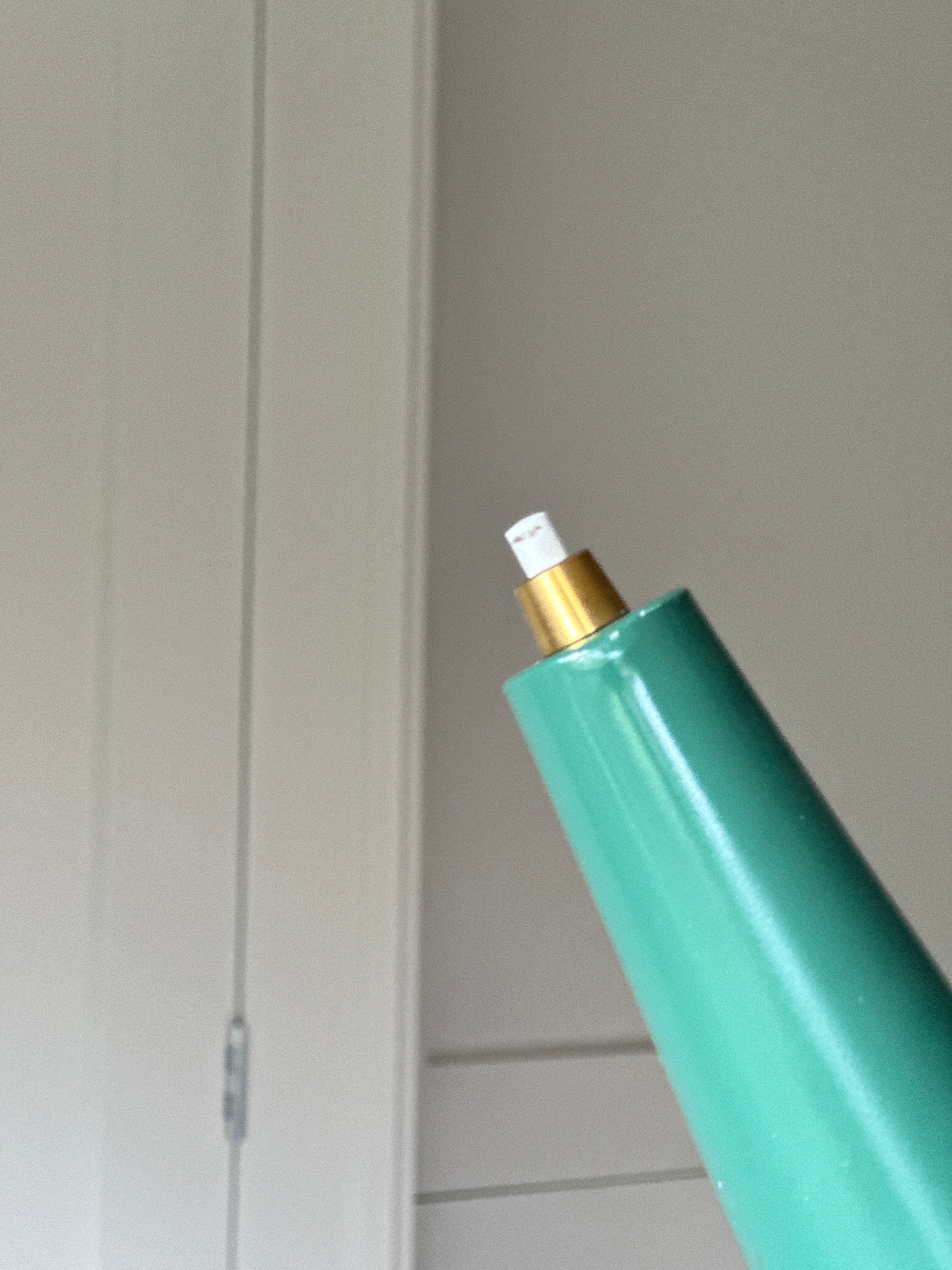 Italian 1950s Diabolo Floor Lamp in Green Enamel and Brass