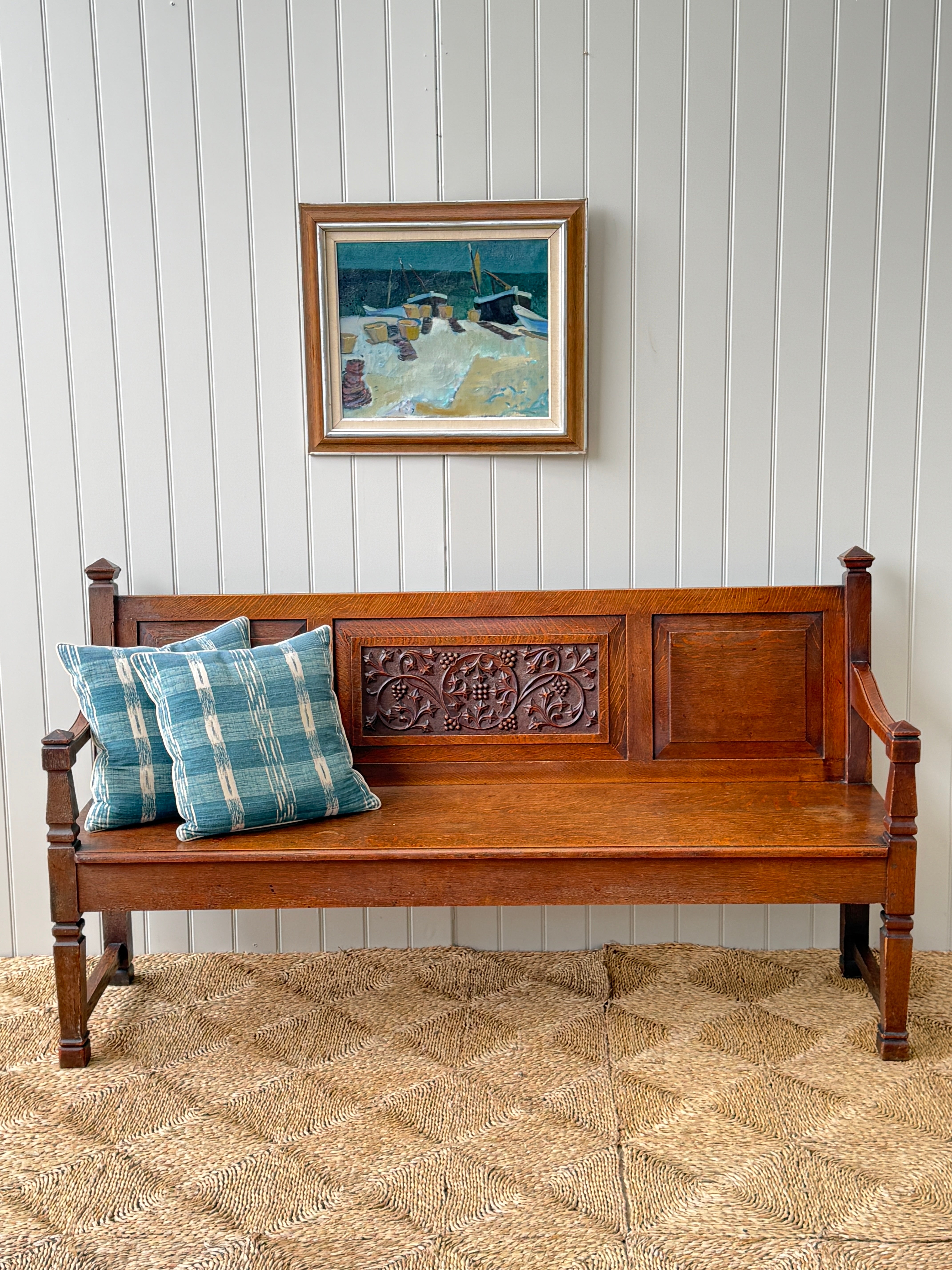 Early 20th Century Oak Hall Bench