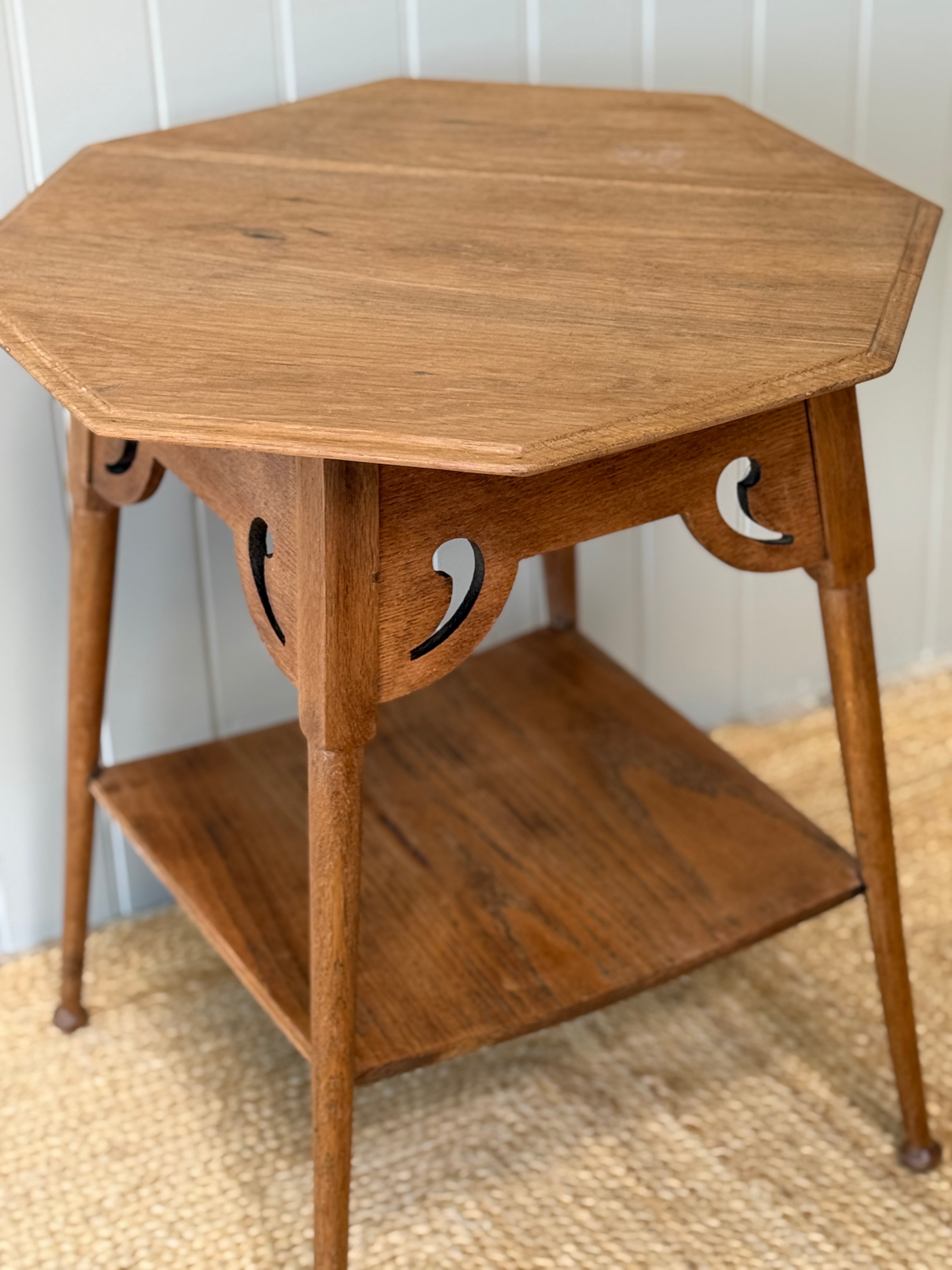 Early 20th Century Honeyed Oak Octagonal Two-Tier Occasional Table