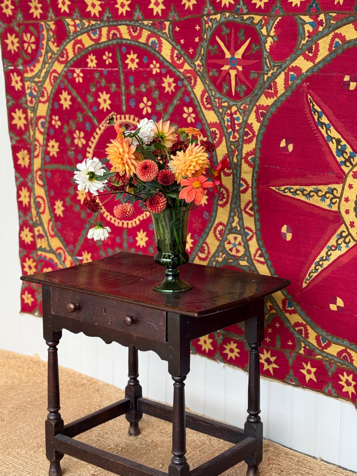 Large Antique Suzani Wall Hanging, Tashkent, Uzbekistan, Late 19th Century