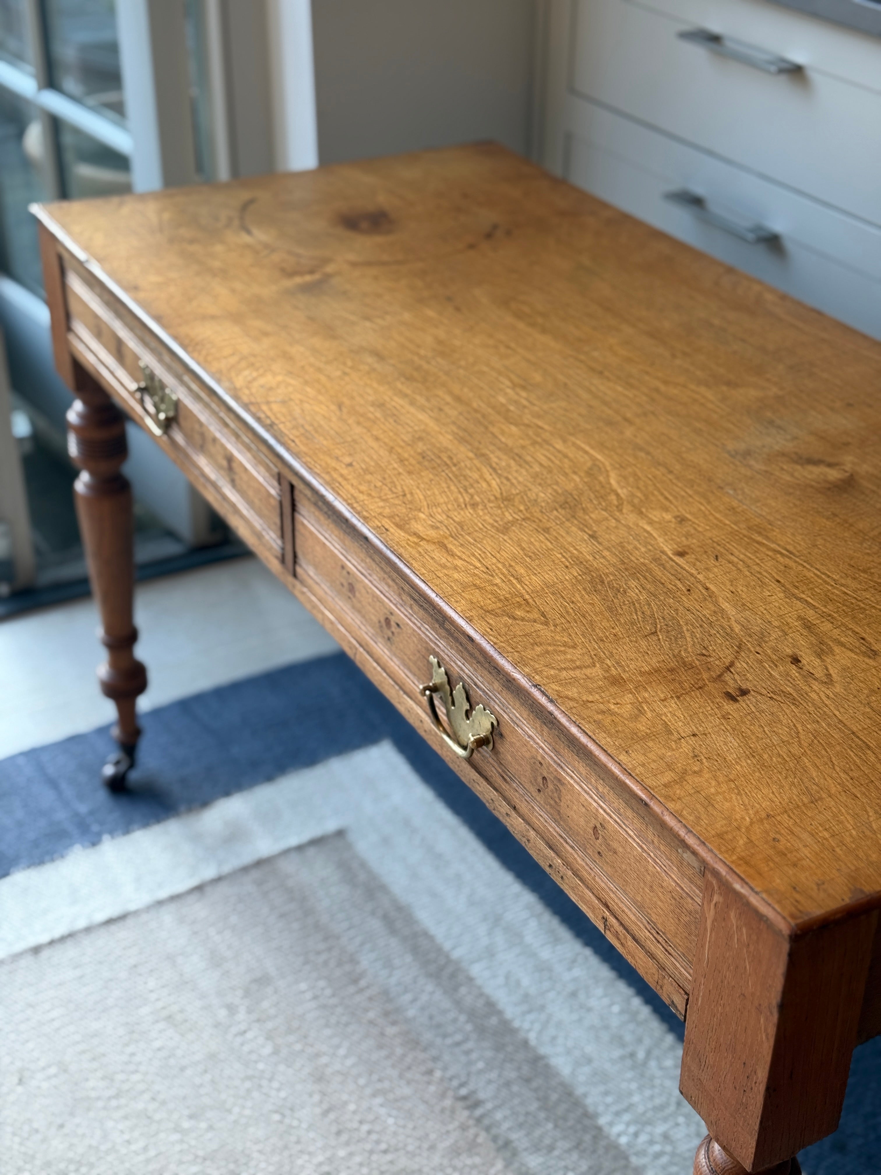 Antique Pine Desk on Castors