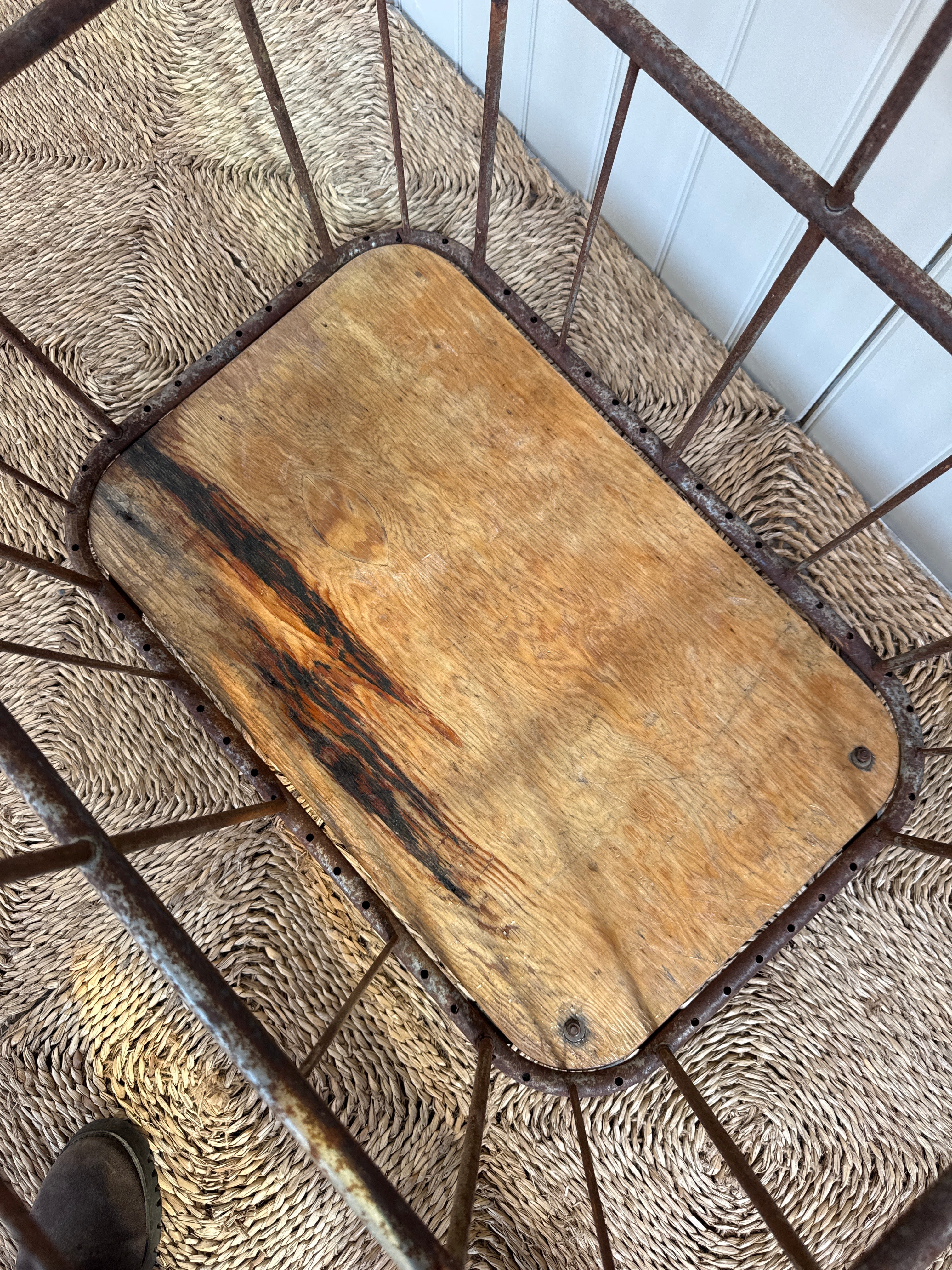 French Metal Baguette Trolley with Wooden Base