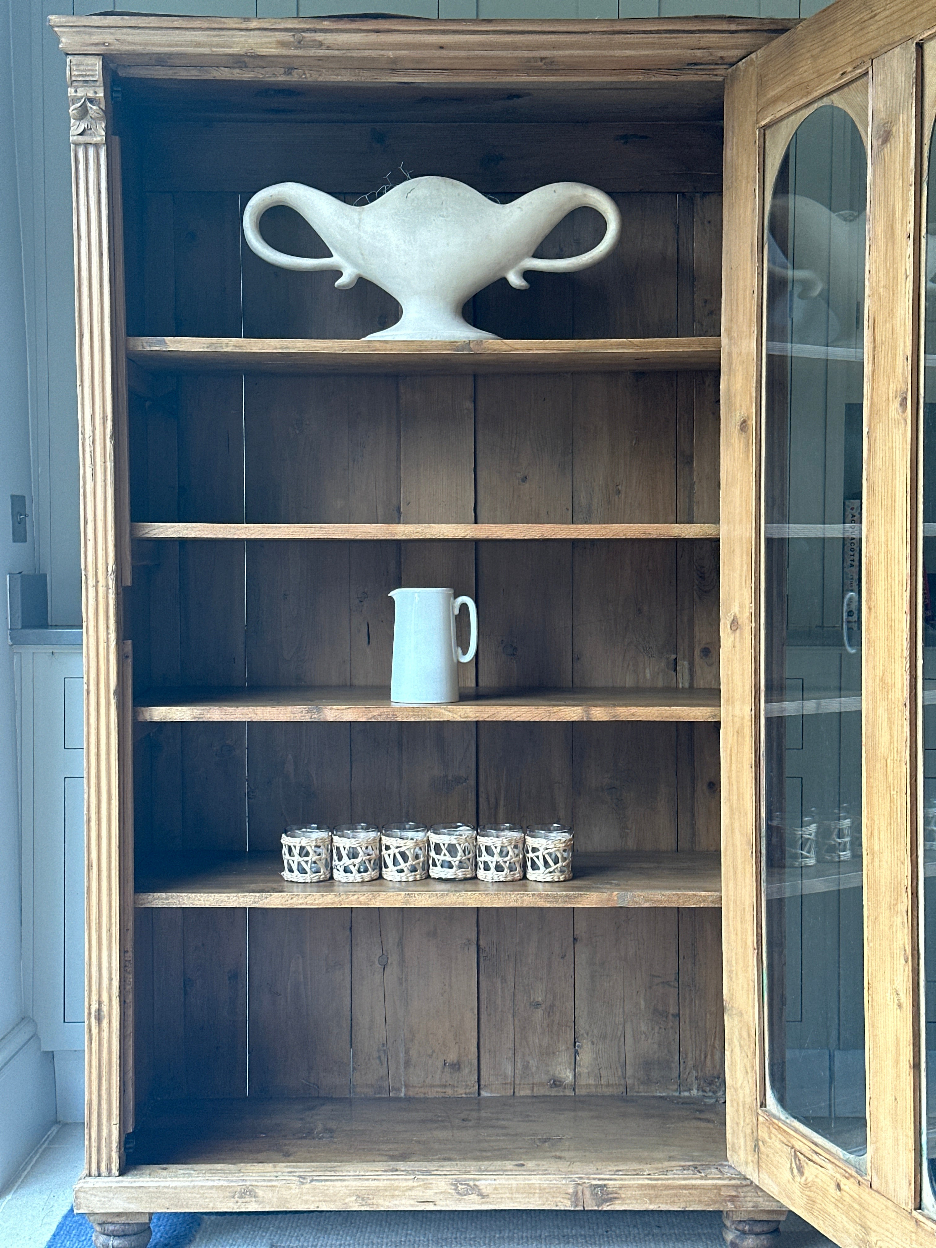 Lovely Continental Glazed Pine Cabinet with lots of storage