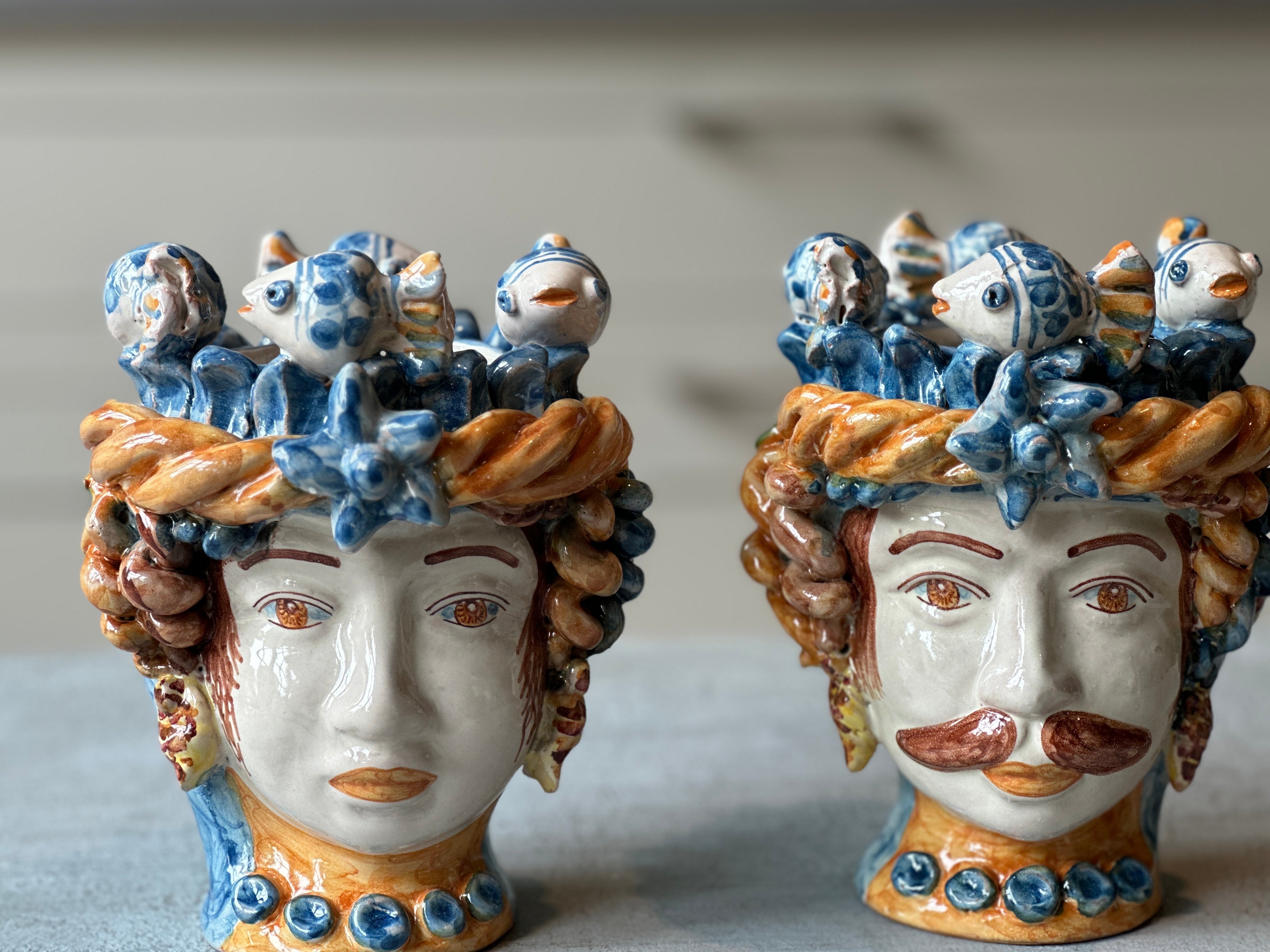 Small Pair of Moor Heads - Fish headdress