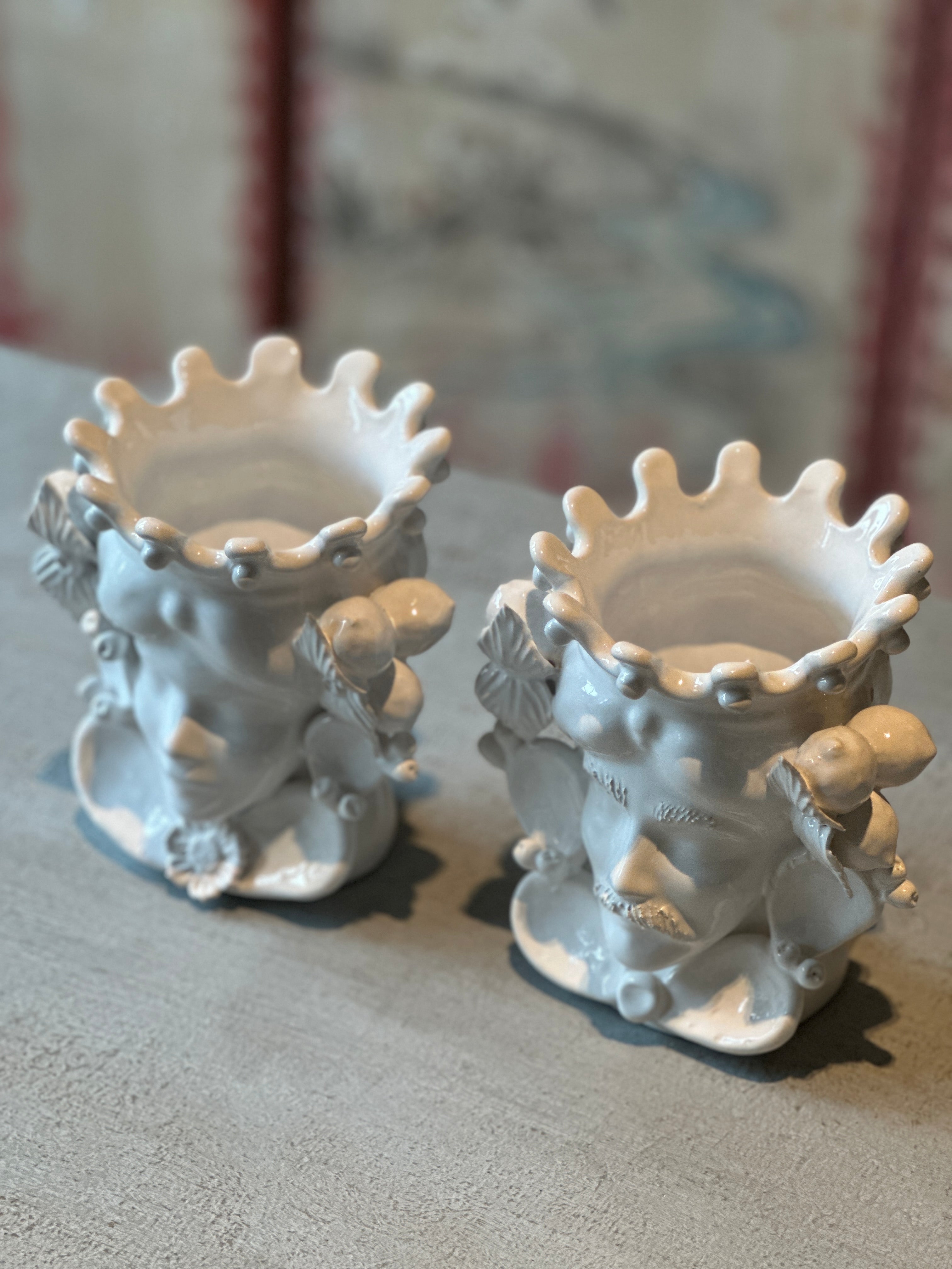 Pair of Small White Ceramic ‘Moor Heads’