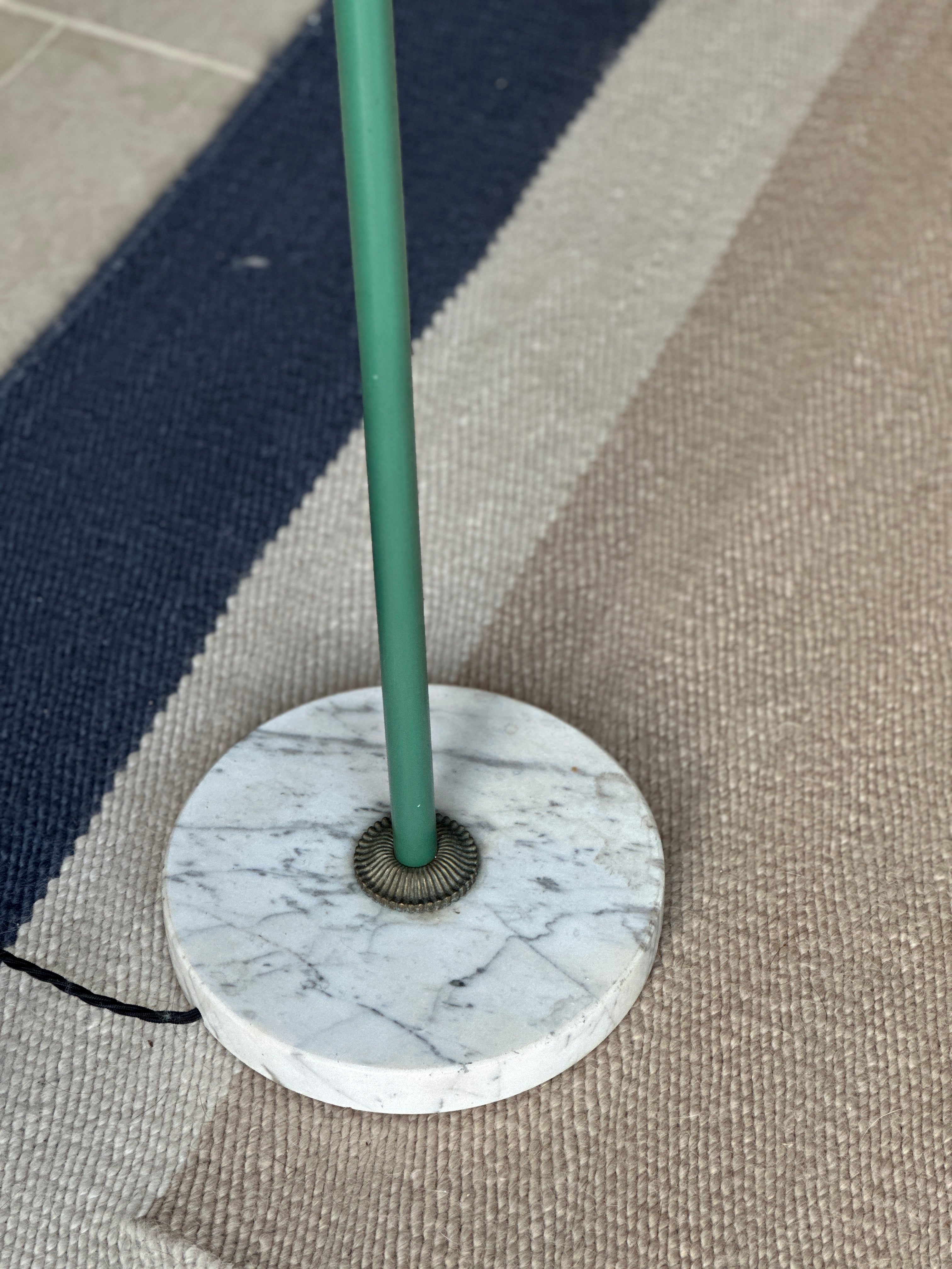 Italian 1950s Diabolo Floor Lamp in Green Enamel and Brass