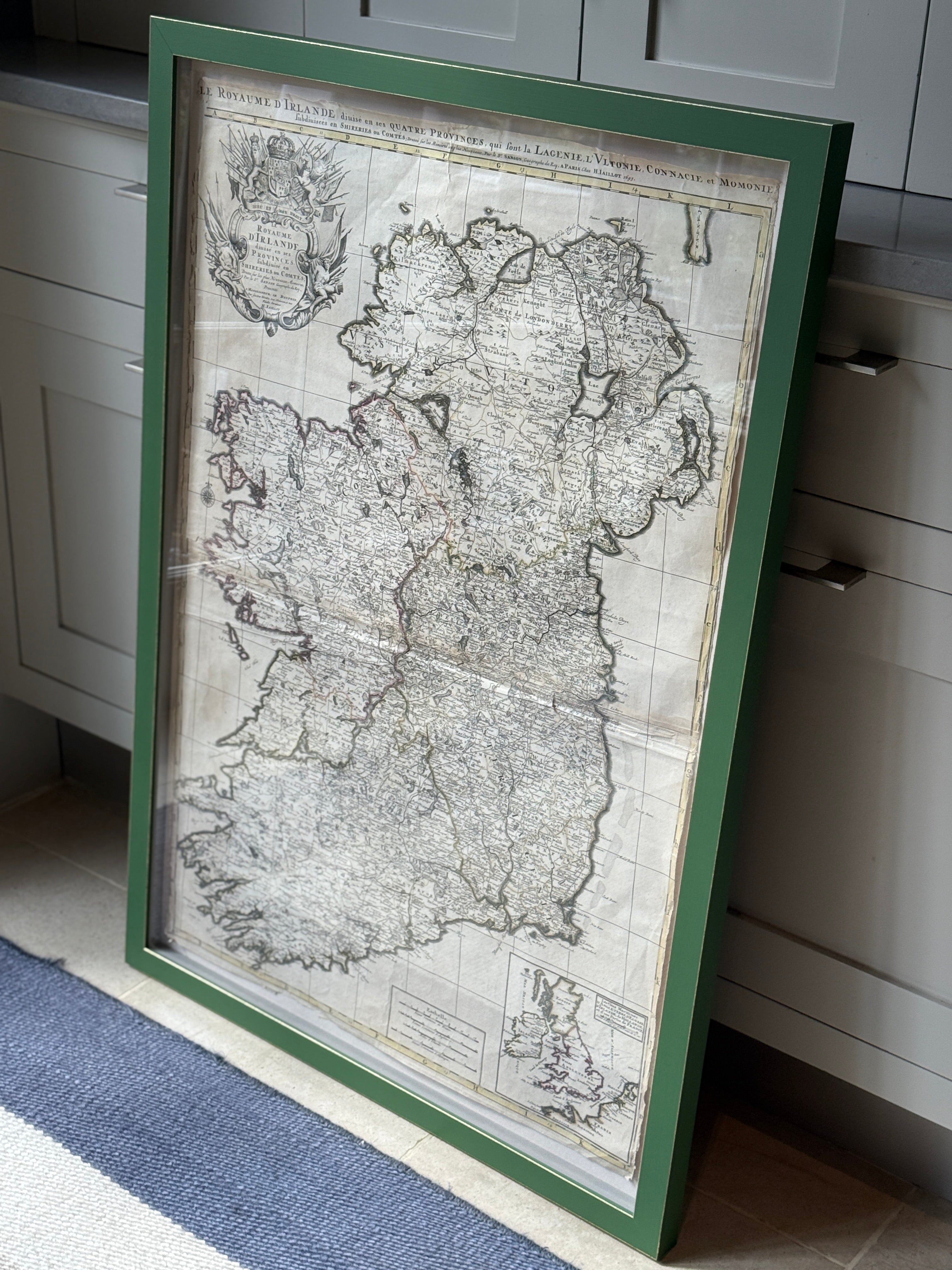 Beautifully Framed 1693 French Map of Ireland
