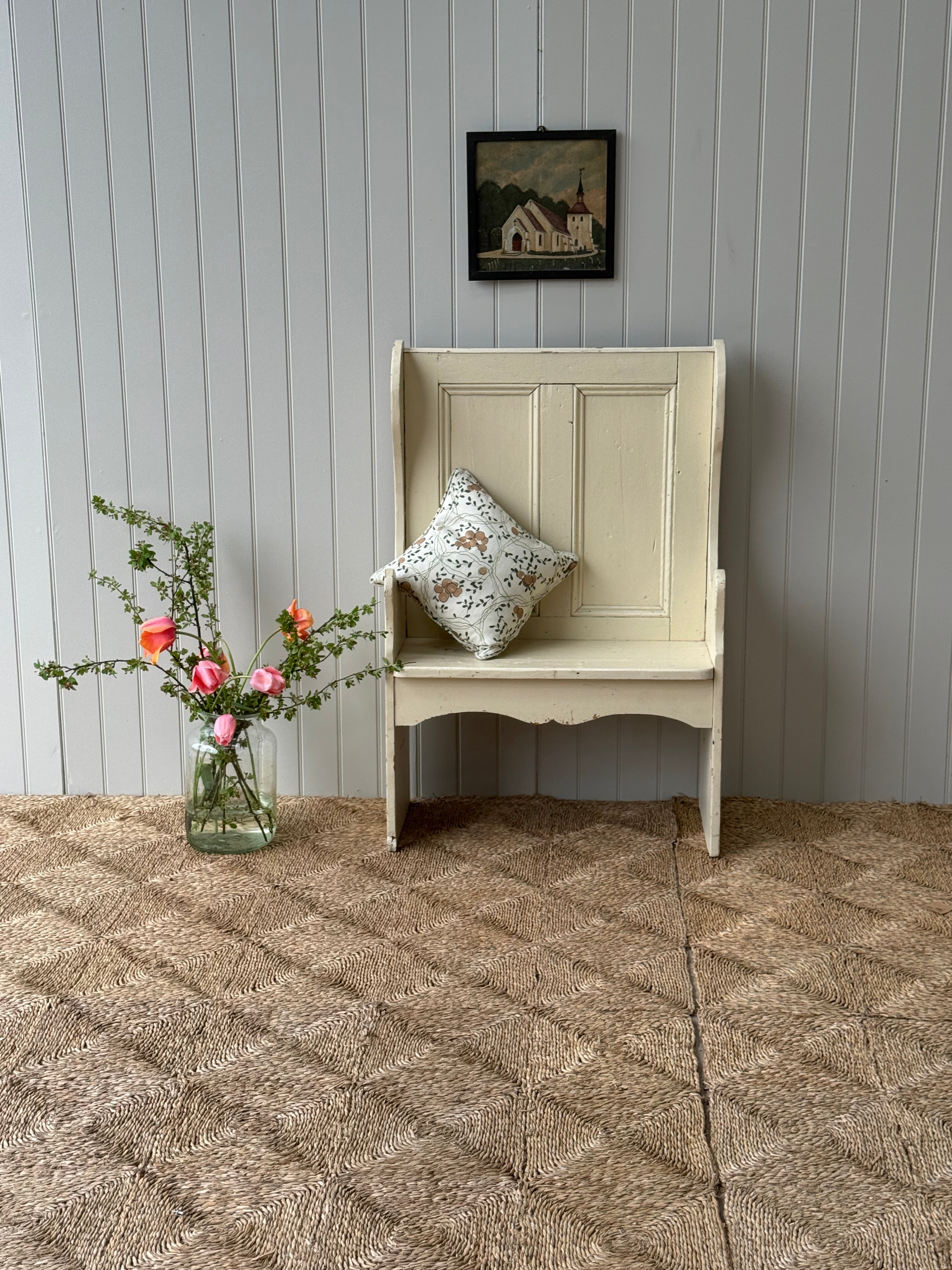 Small Antique Painted Pine Settle